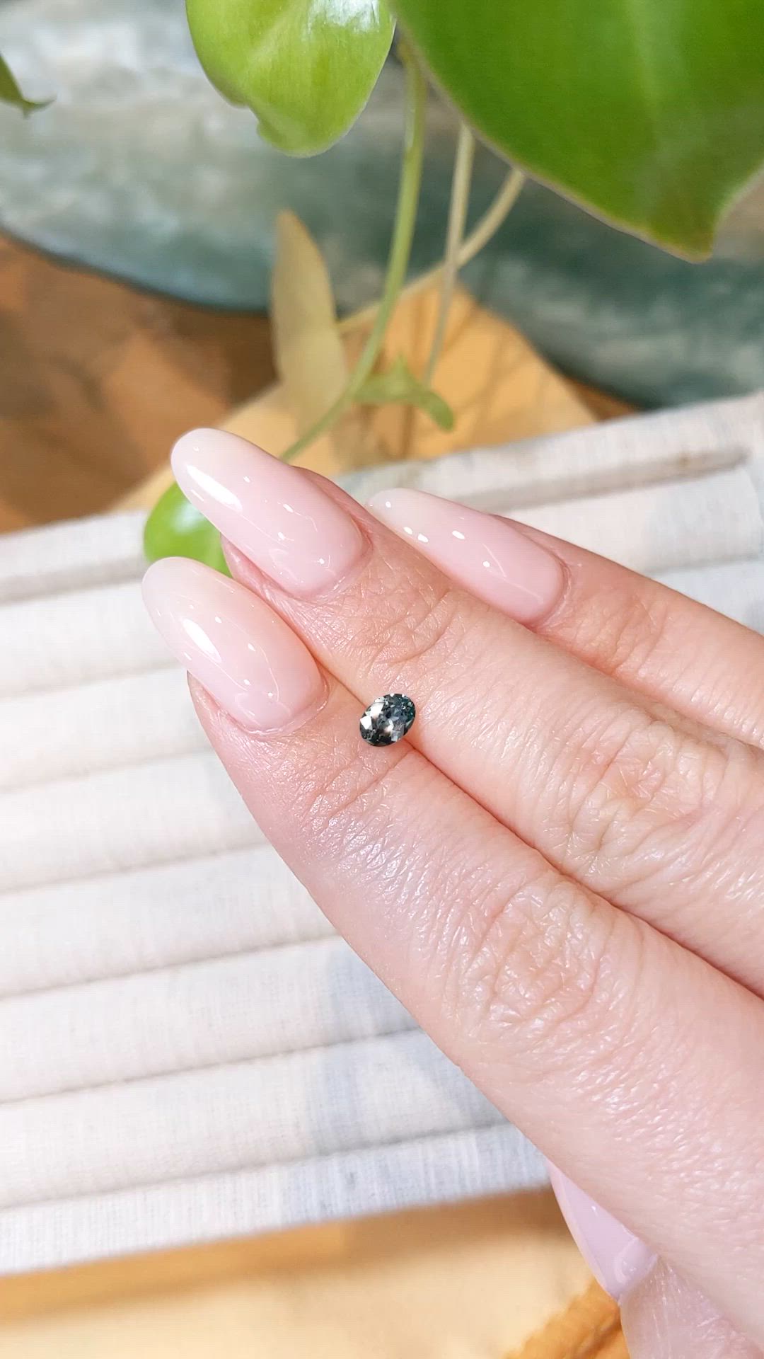 0.41 Ct. Bluish Green Sapphire from Montana Size Video