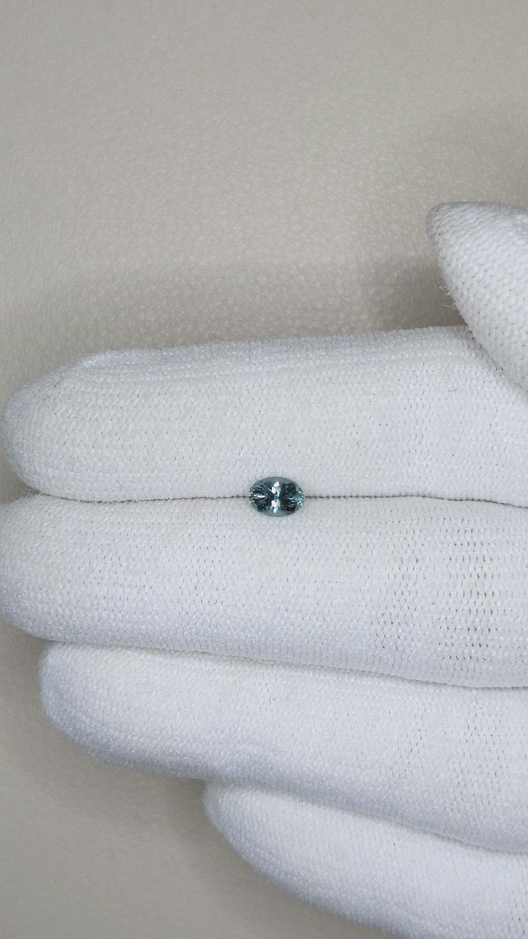 0.41 Ct. Bluish Green Sapphire from Montana Size Video