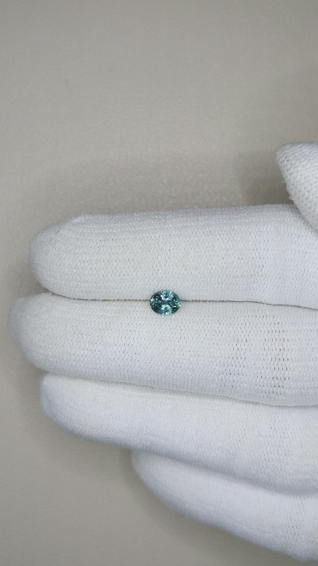 0.41 Ct. Bluish Green Sapphire from Montana Size Video