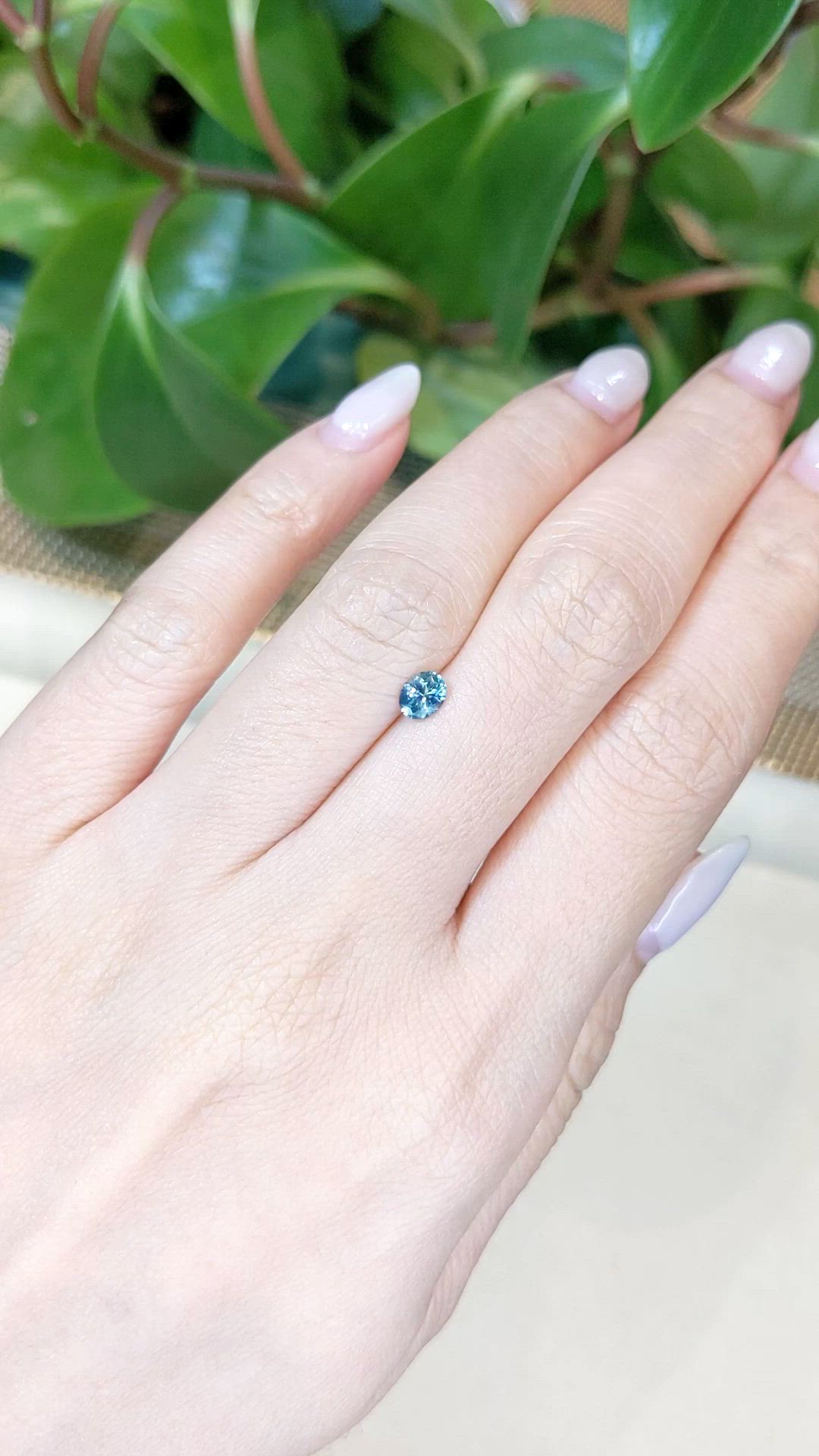 0.42 Ct. Greenish Blue Sapphire from Montana Size Video