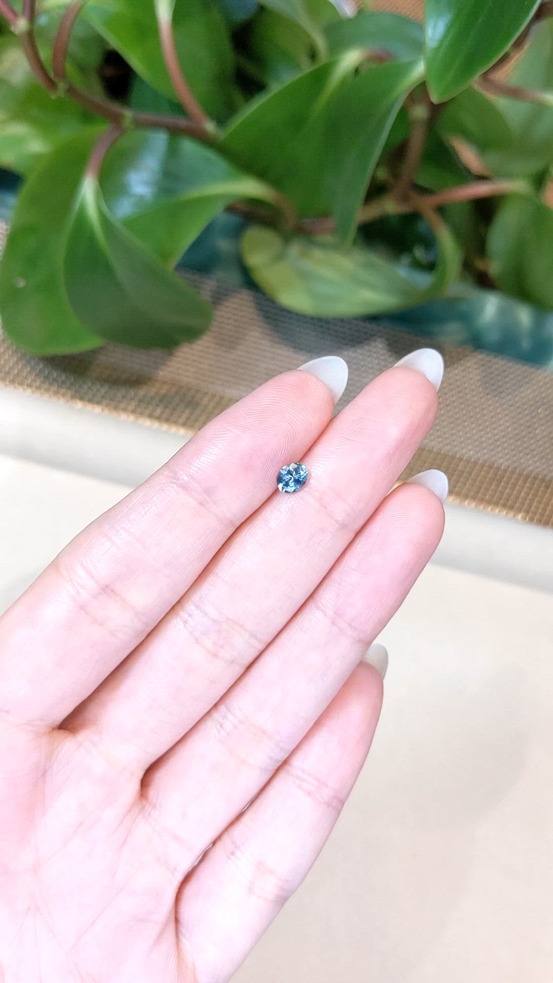 0.42 Ct. Greenish Blue Sapphire from Montana Size Video