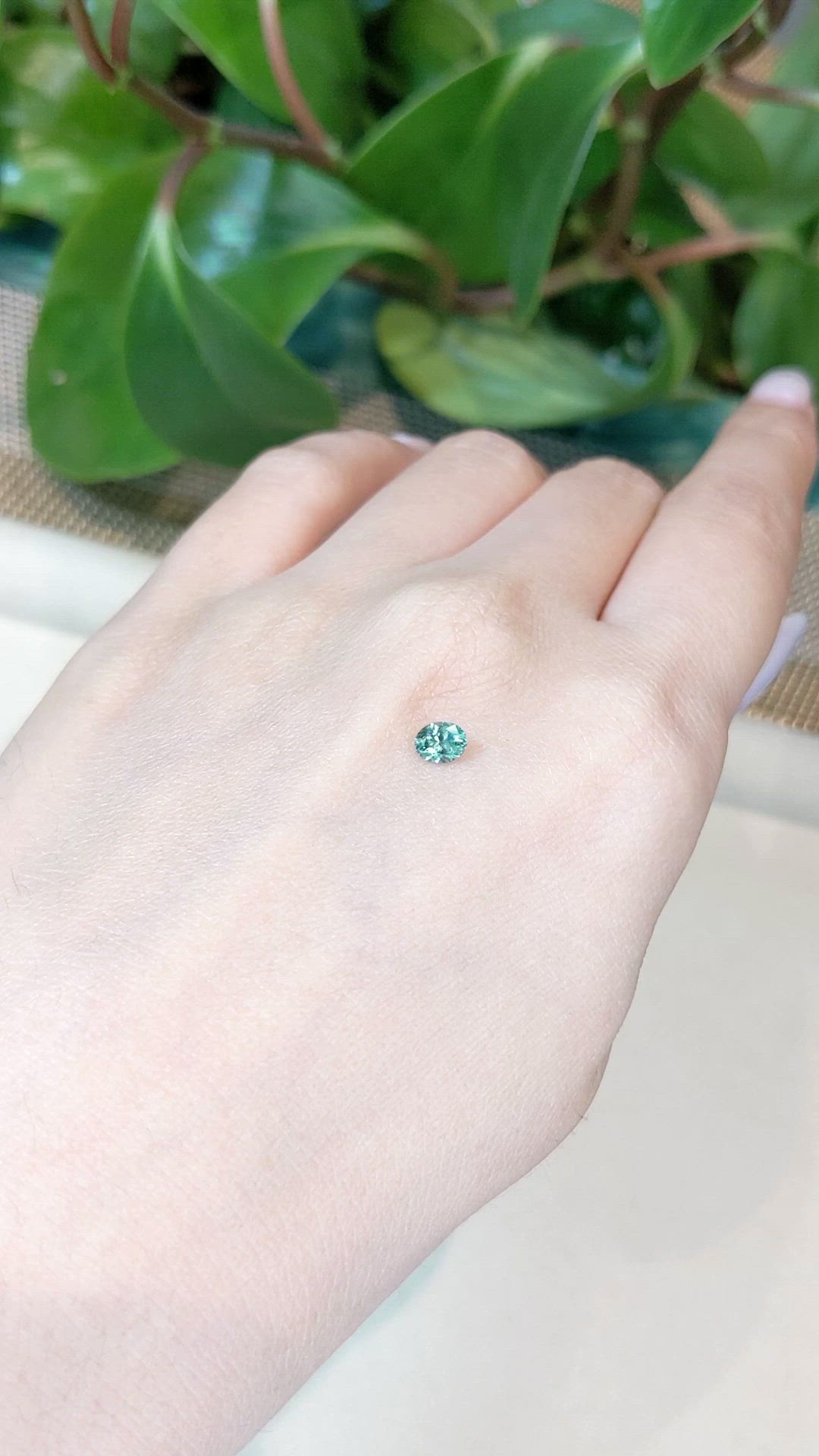 0.42 Ct. Bluish Green Sapphire from Montana Size Video