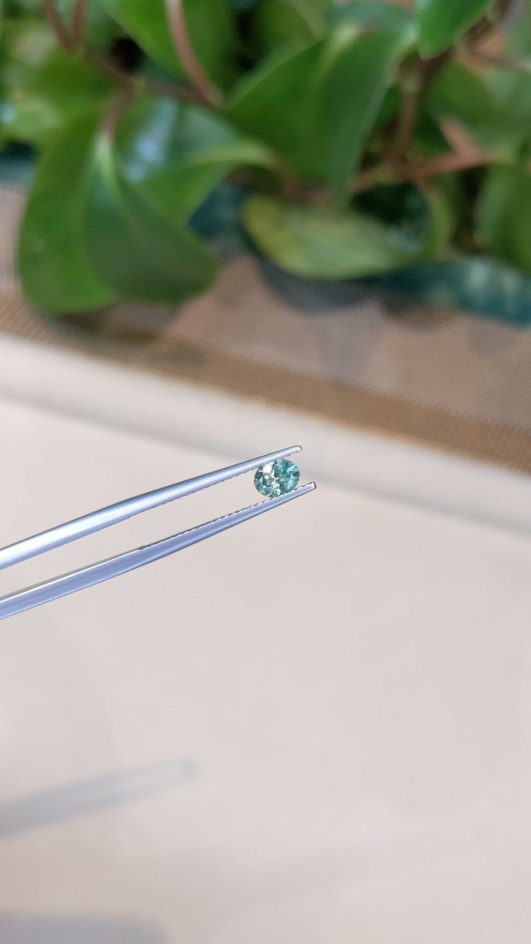 0.42 Ct. Bluish Green Sapphire from Montana Size Video