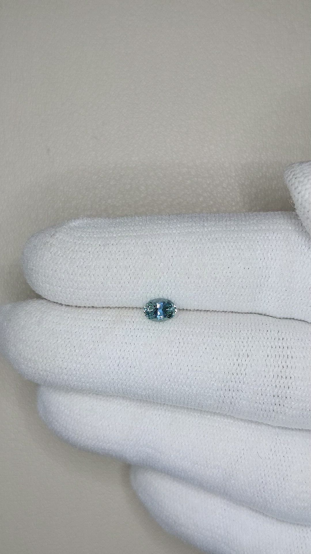 0.43 Ct. Greenish Blue Sapphire from Montana Size Video