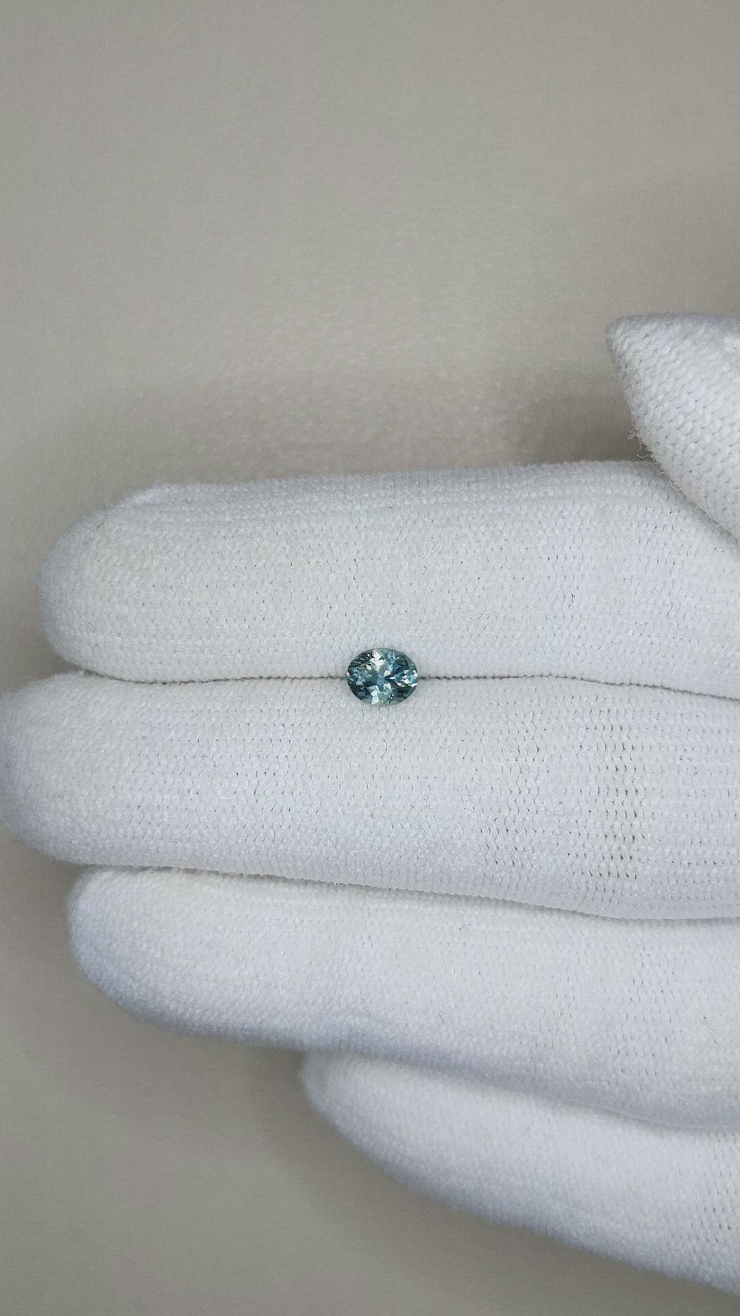 0.43 Ct. Bluish Green Sapphire from Montana Size Video