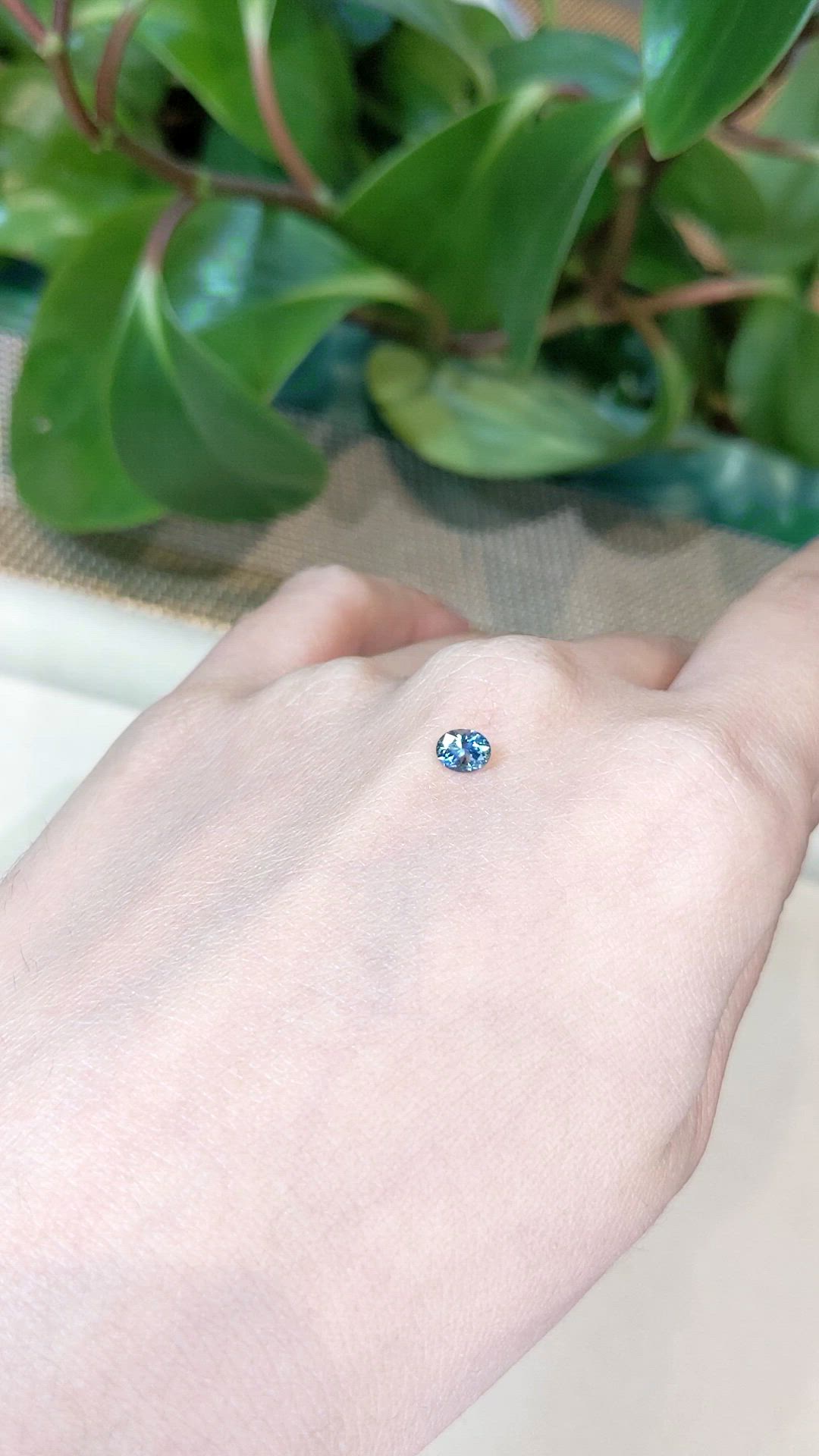 0.43 Ct. Bluish Green Sapphire from Montana Size Video