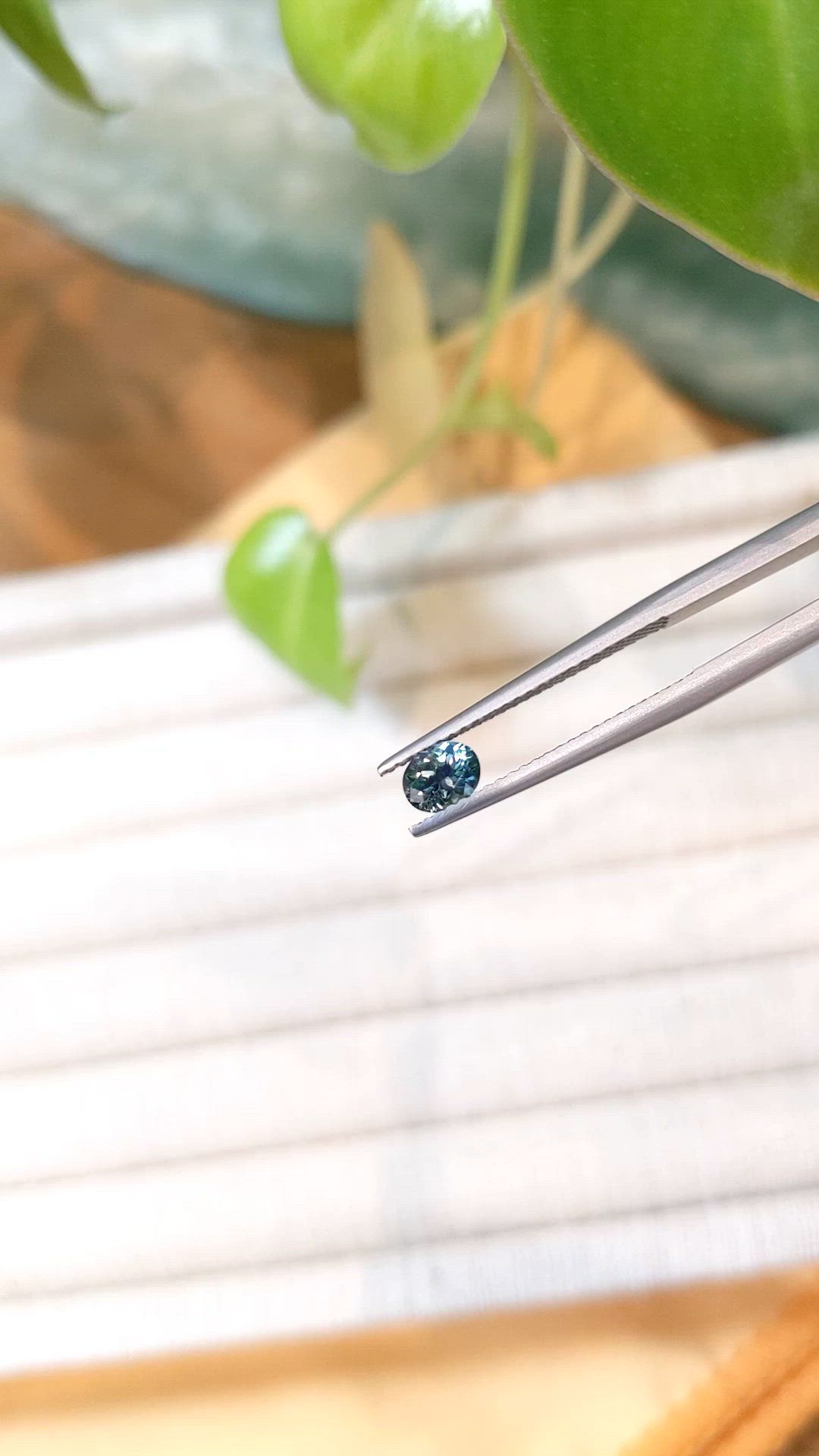 0.44 Ct. Greenish Blue Sapphire from Montana Size Video