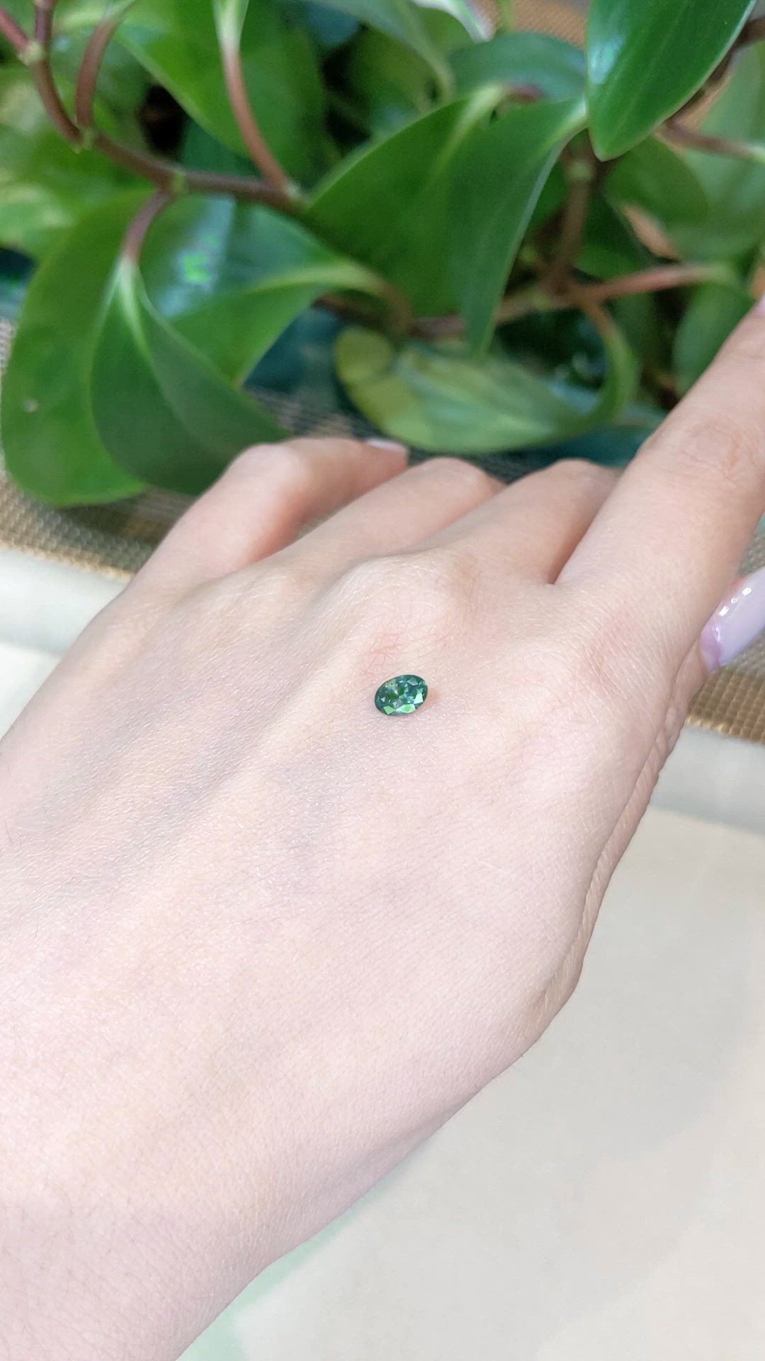 0.44 Ct. Bluish Green Sapphire from Montana Size Video