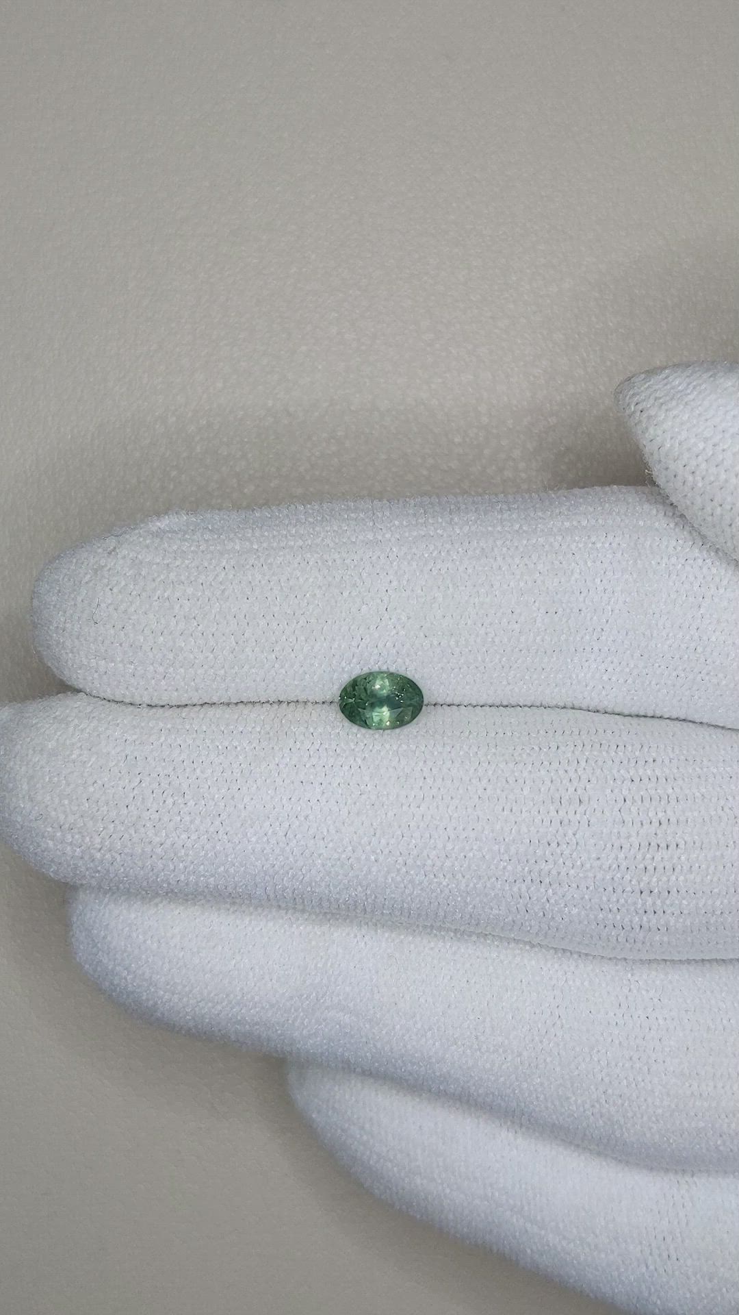 0.44 Ct. Bluish Green Sapphire from Montana Size Video