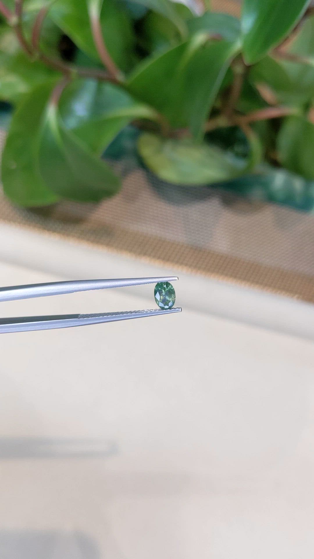 0.44 Ct. Bluish Green Sapphire from Montana Size Video