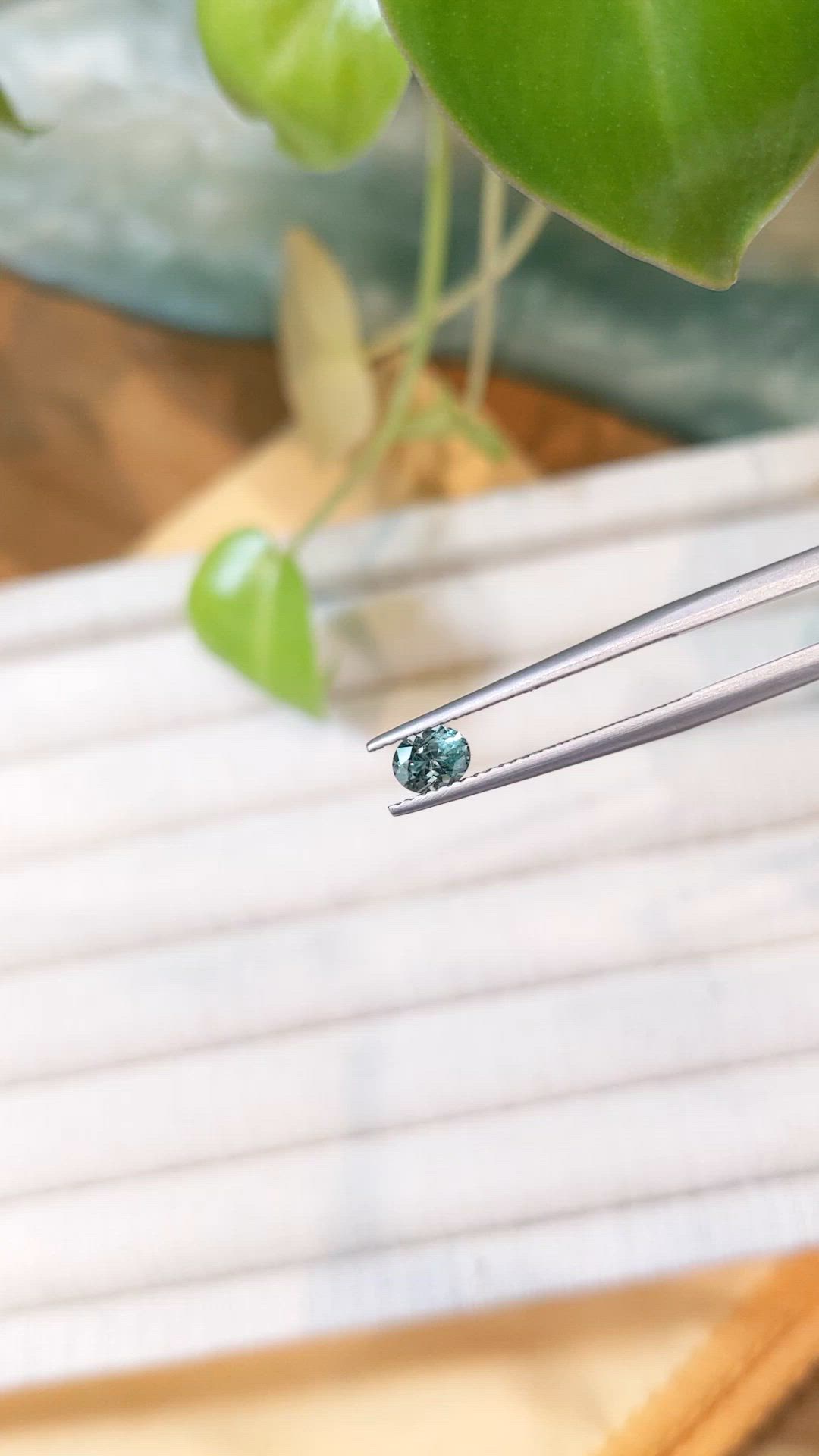 0.44 Ct. Bluish Green Sapphire from Montana Size Video