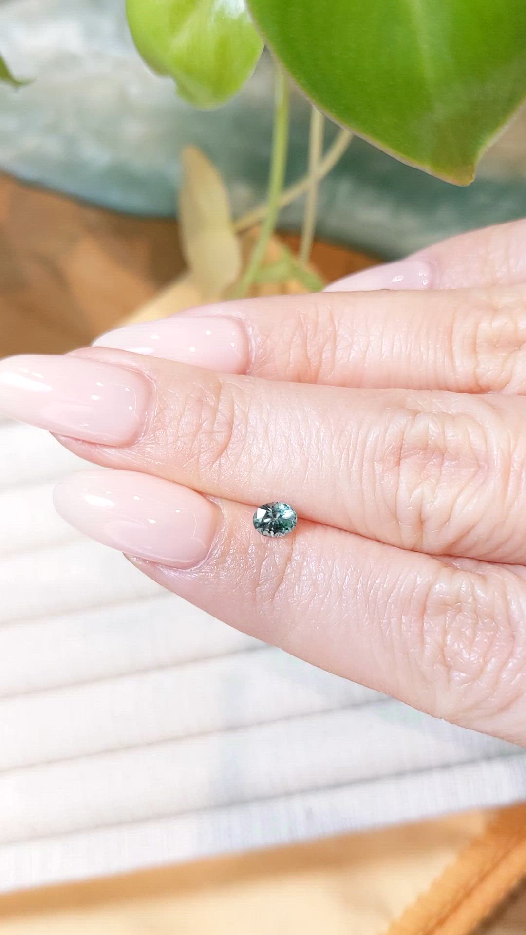 0.44 Ct. Bluish Green Sapphire from Montana Size Video