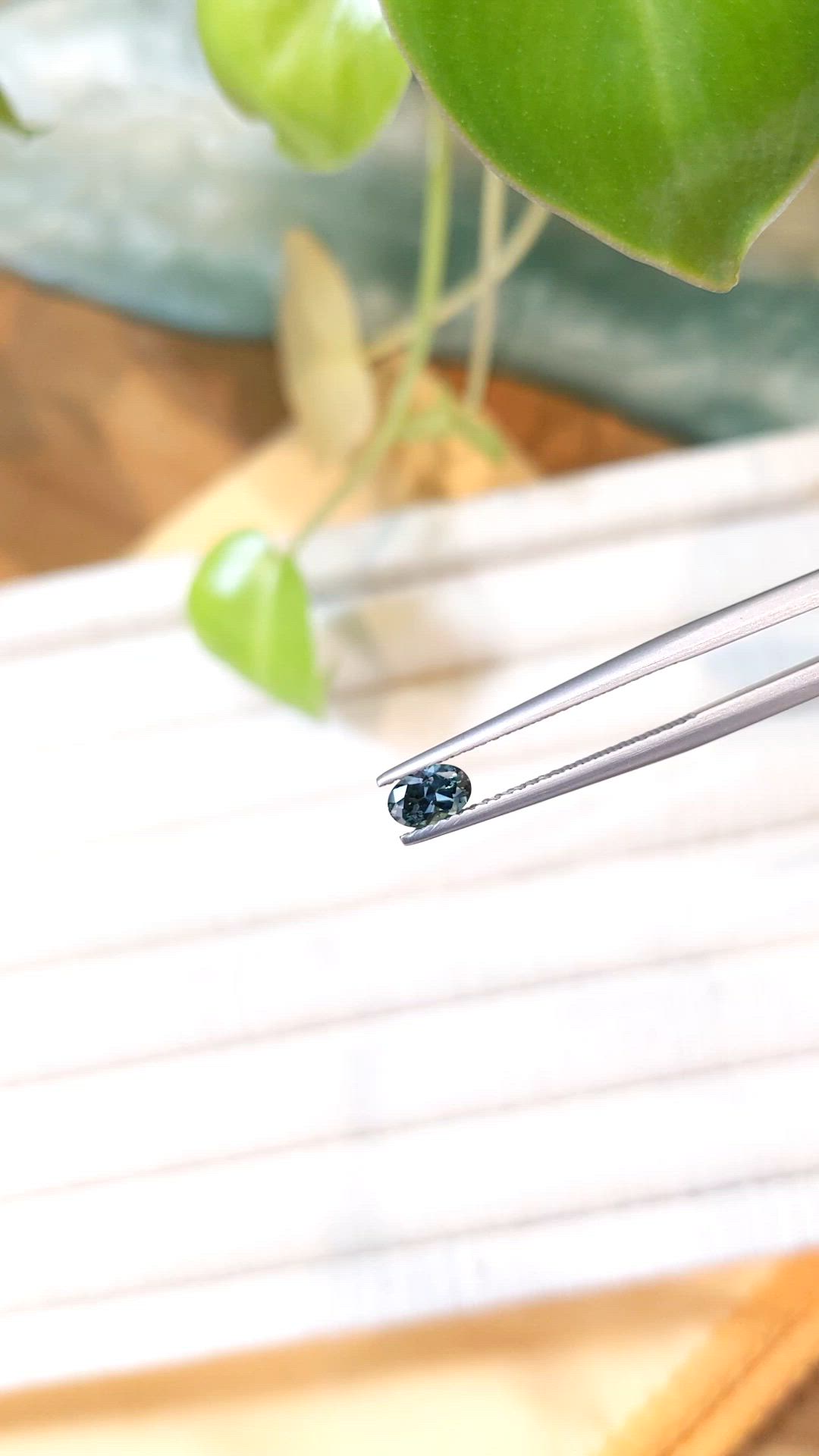 0.44 Ct. Bluish Green Sapphire from Montana Size Video