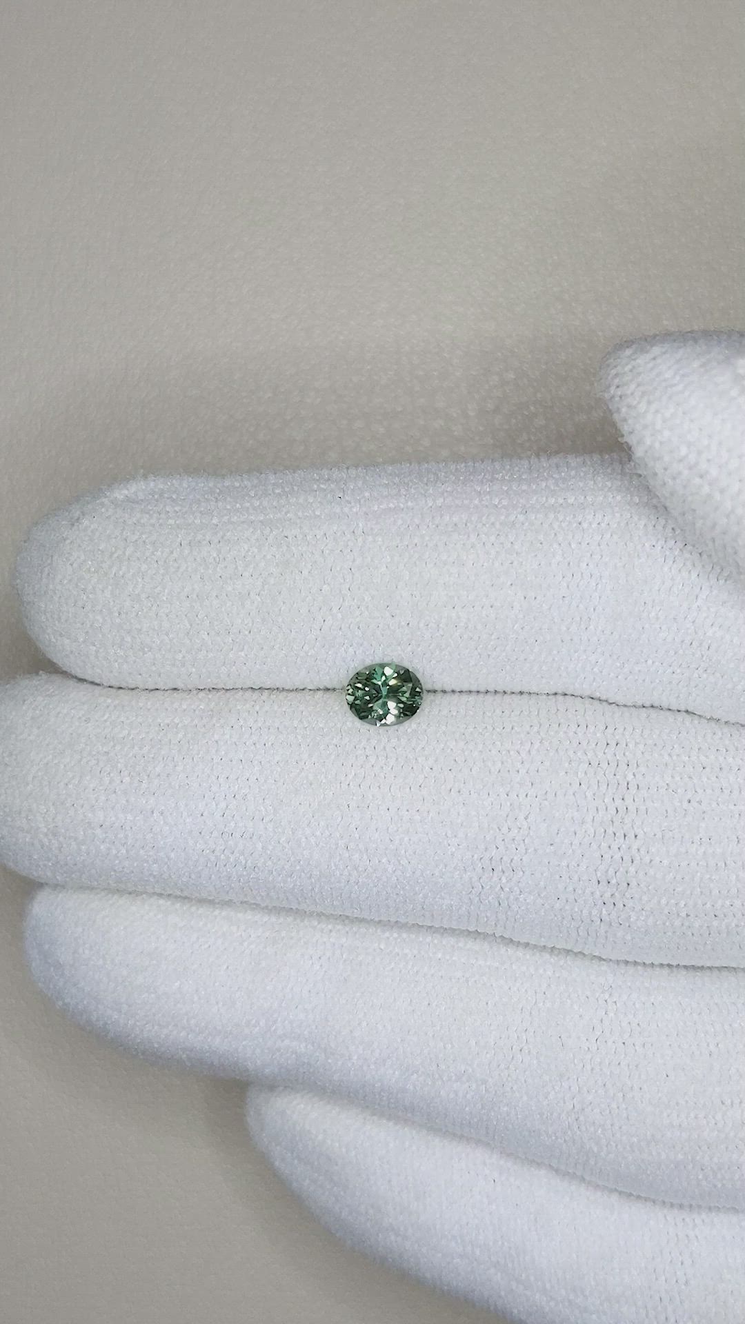 0.44 Ct. Bluish Green Sapphire from Montana Size Video