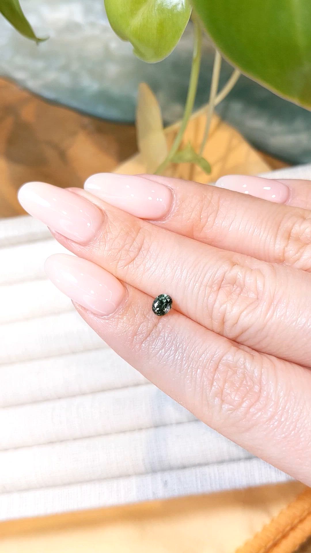 0.44 Ct. Bluish Green Sapphire from Montana Size Video