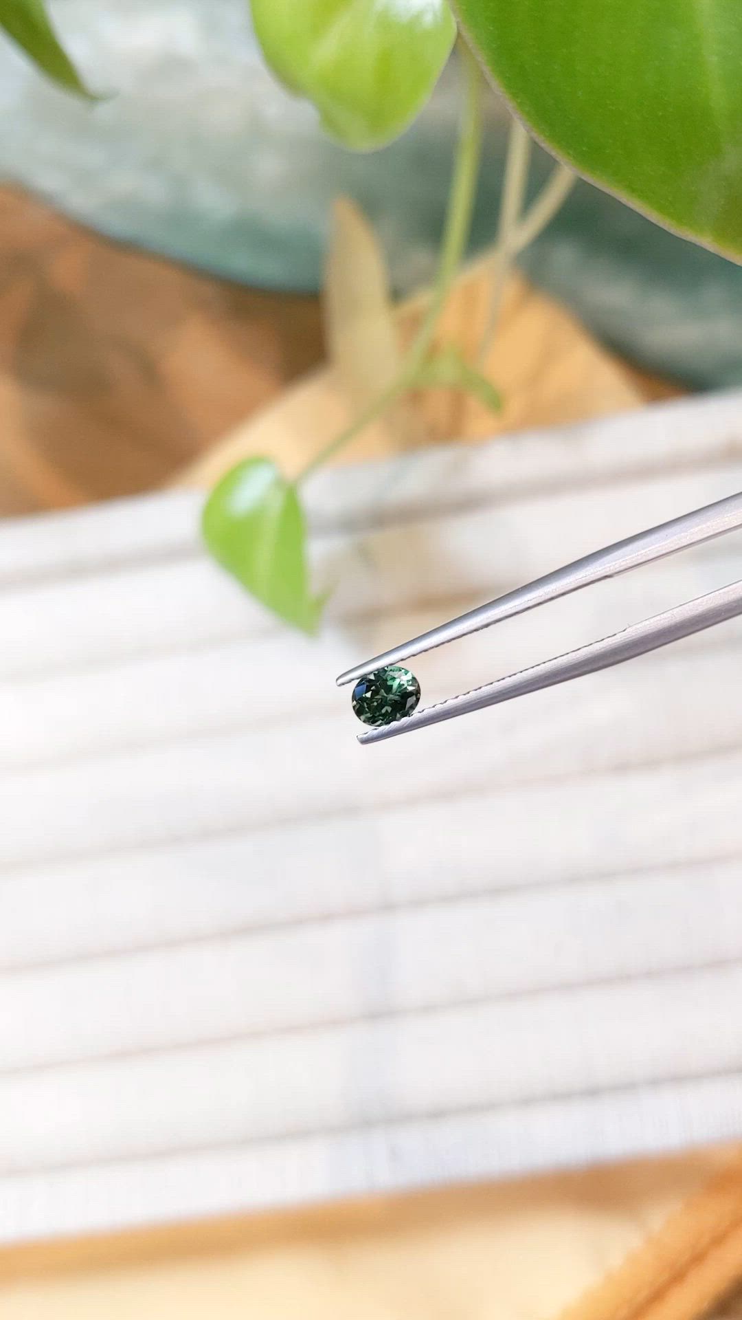 0.44 Ct. Bluish Green Sapphire from Montana Size Video