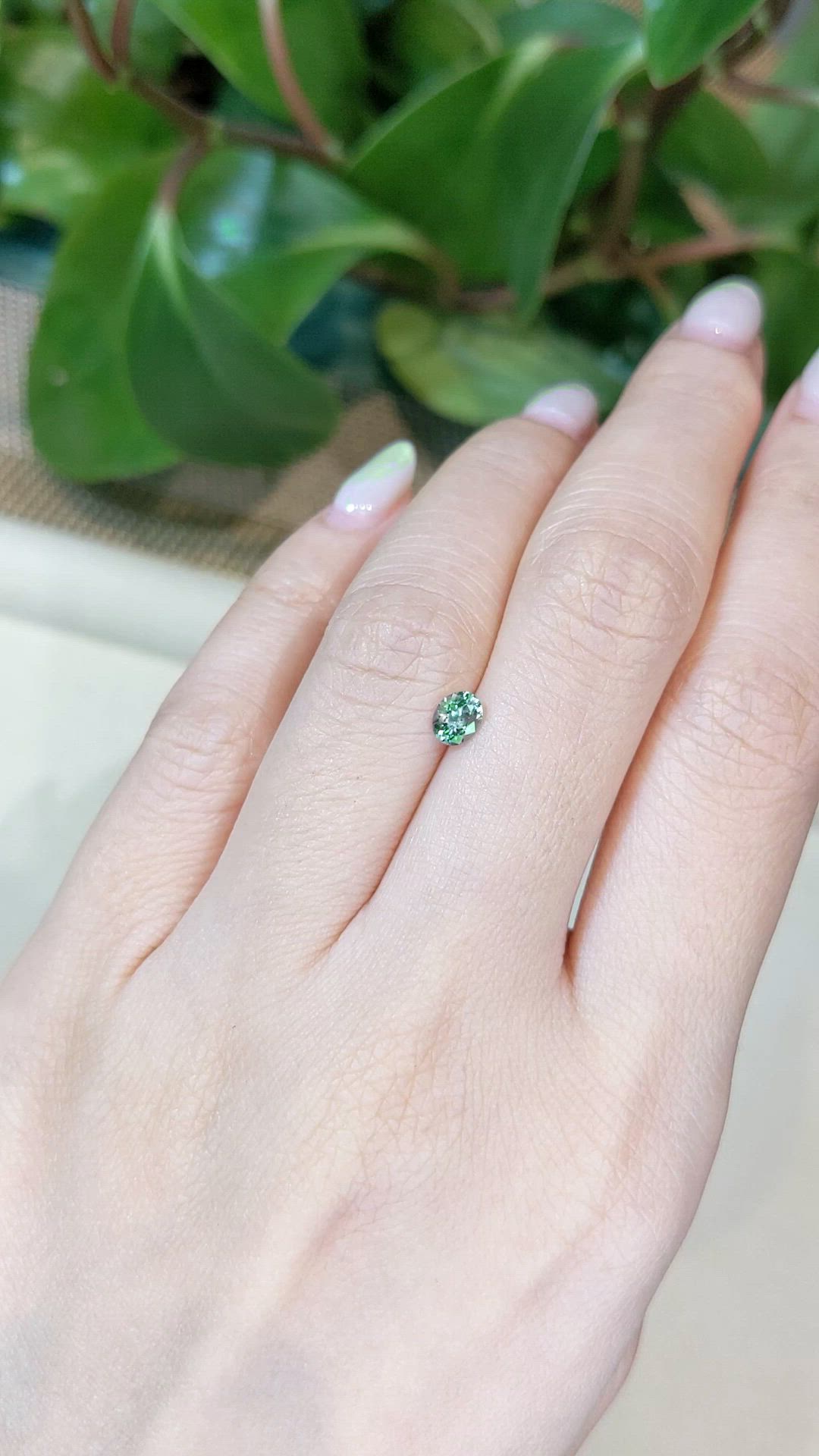 0.45 Ct. Green Sapphire from Montana Size Video