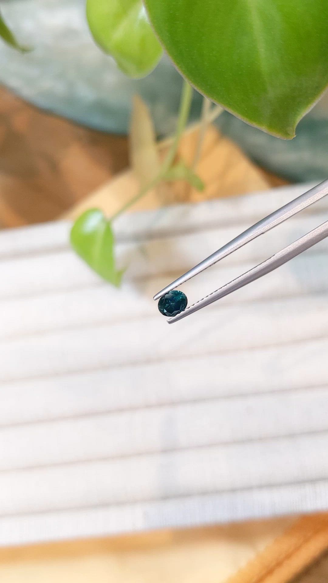 0.45 Ct. Bluish Green Sapphire from Montana Size Video