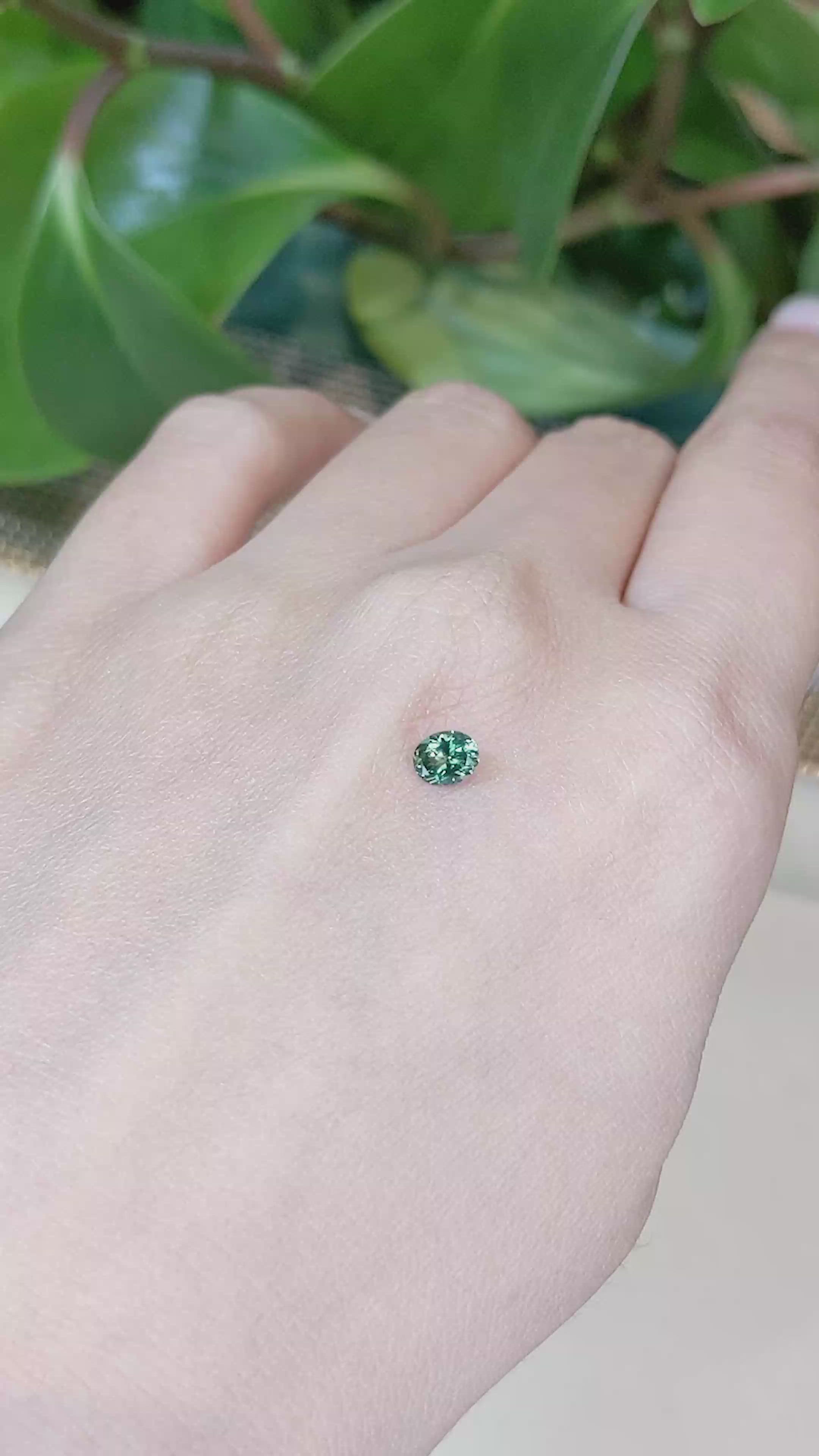 0.45 Ct. Bluish Green Sapphire from Montana Size Video