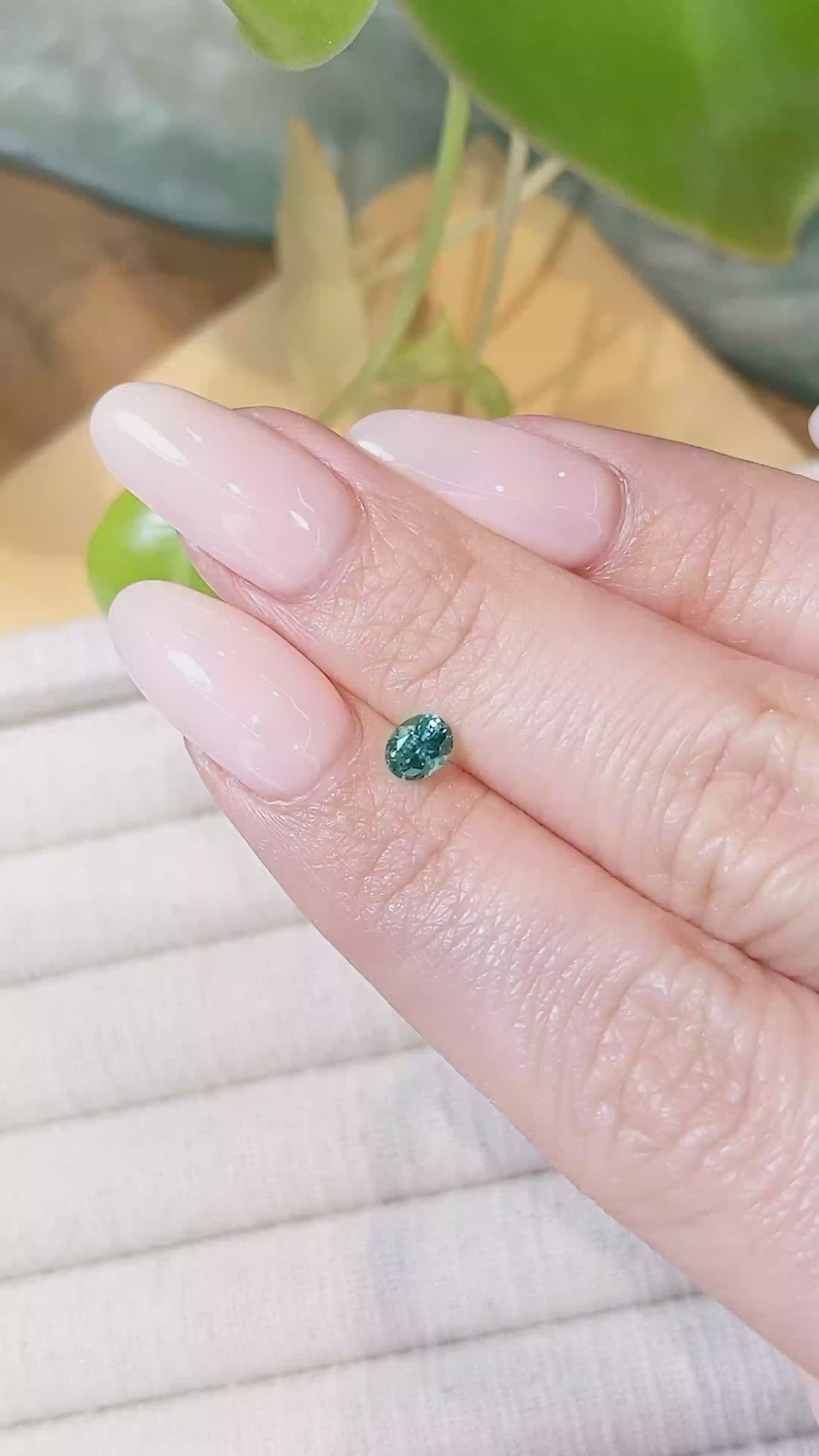 0.45 Ct. Bluish Green Sapphire from Montana Size Video