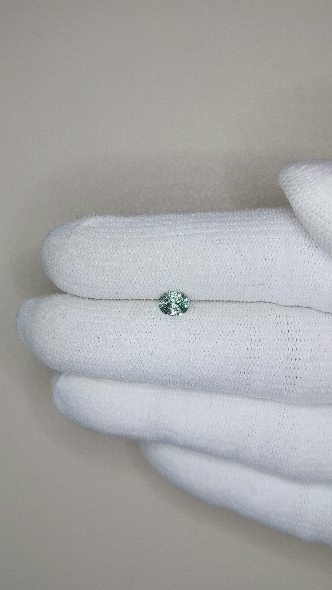 0.46 Ct. Bluish Green Sapphire from Montana Size Video