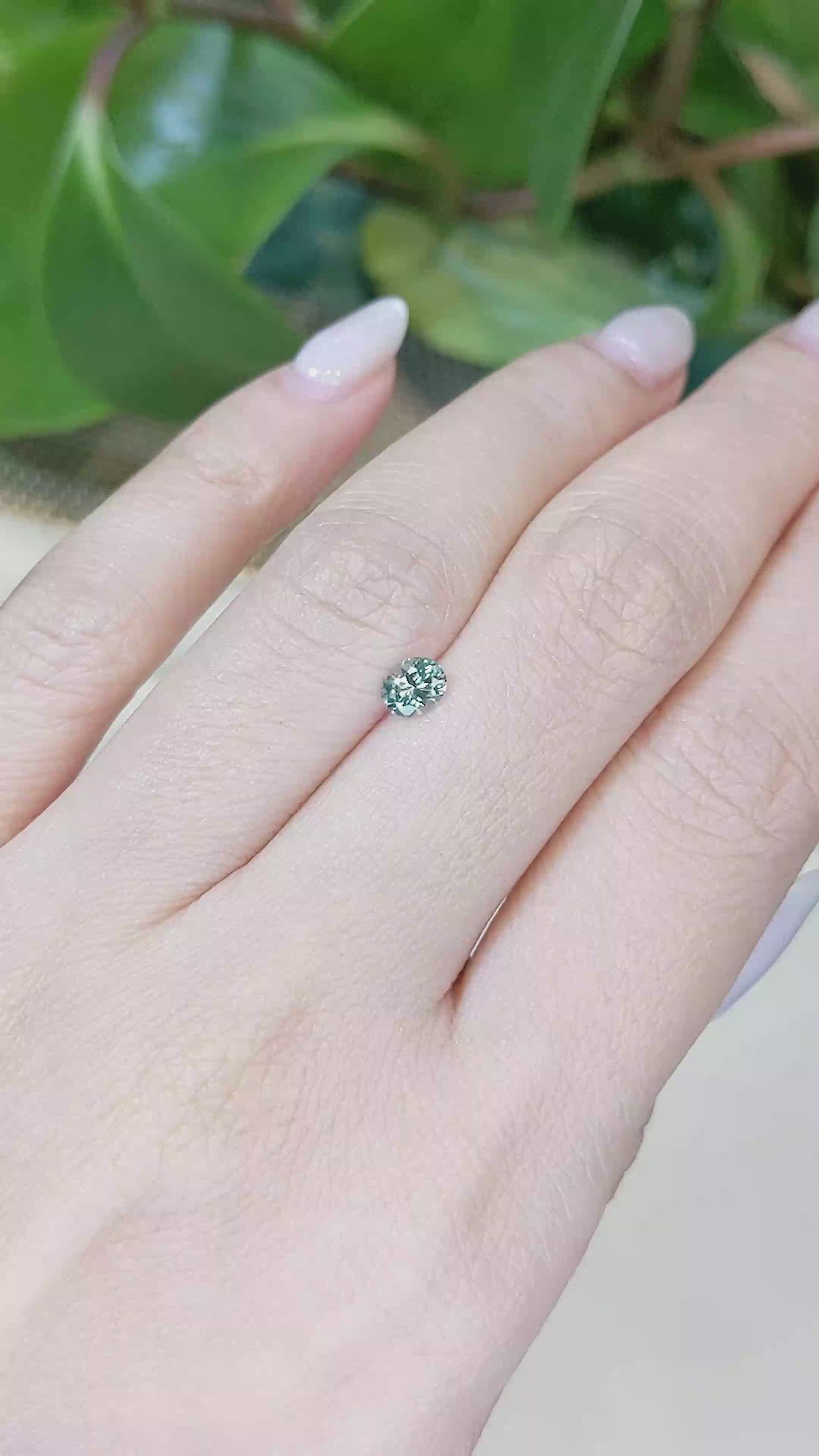 0.46 Ct. Bluish Green Sapphire from Montana Size Video