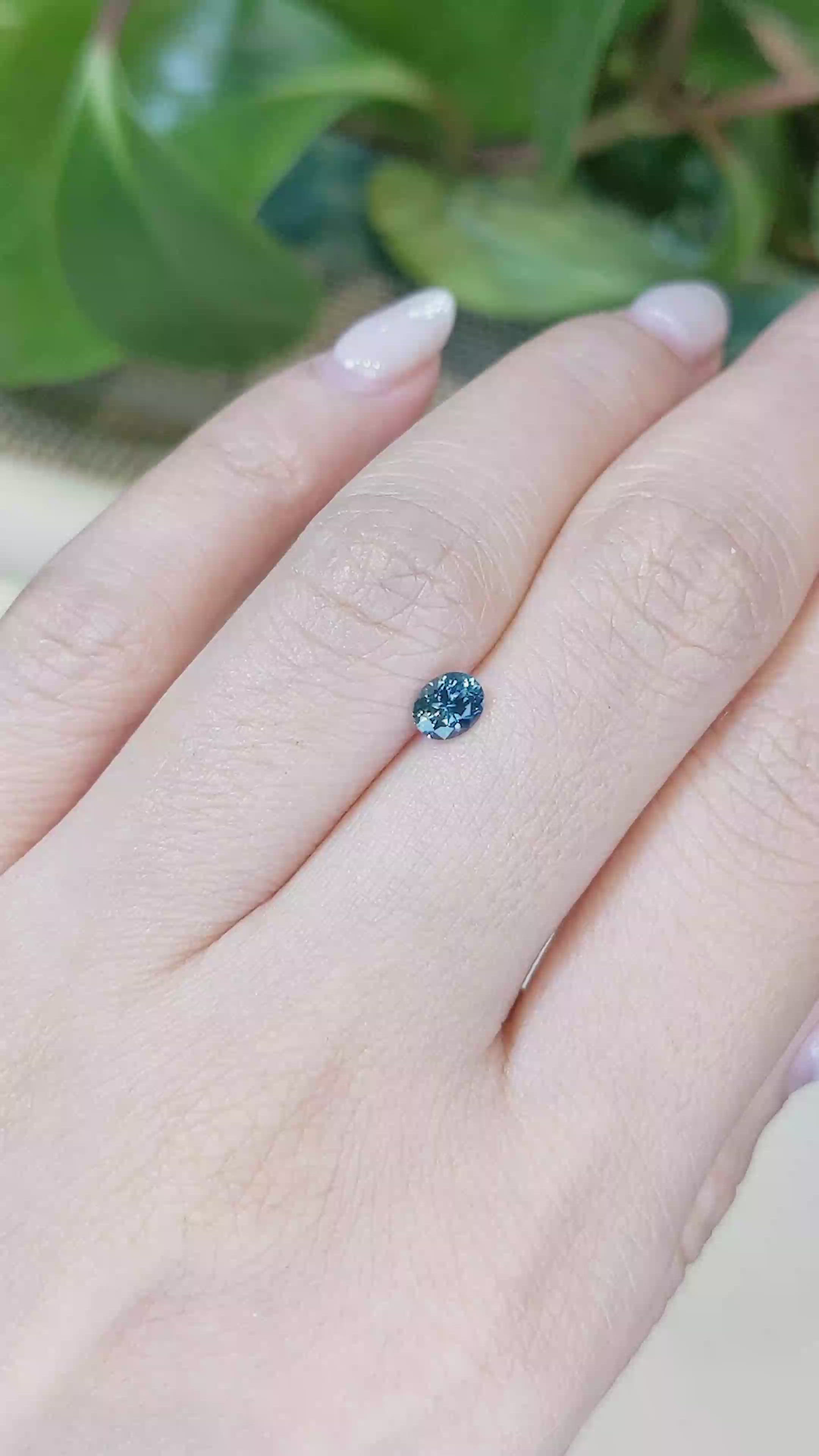 0.46 Ct. Greenish Blue Sapphire from Montana Size Video