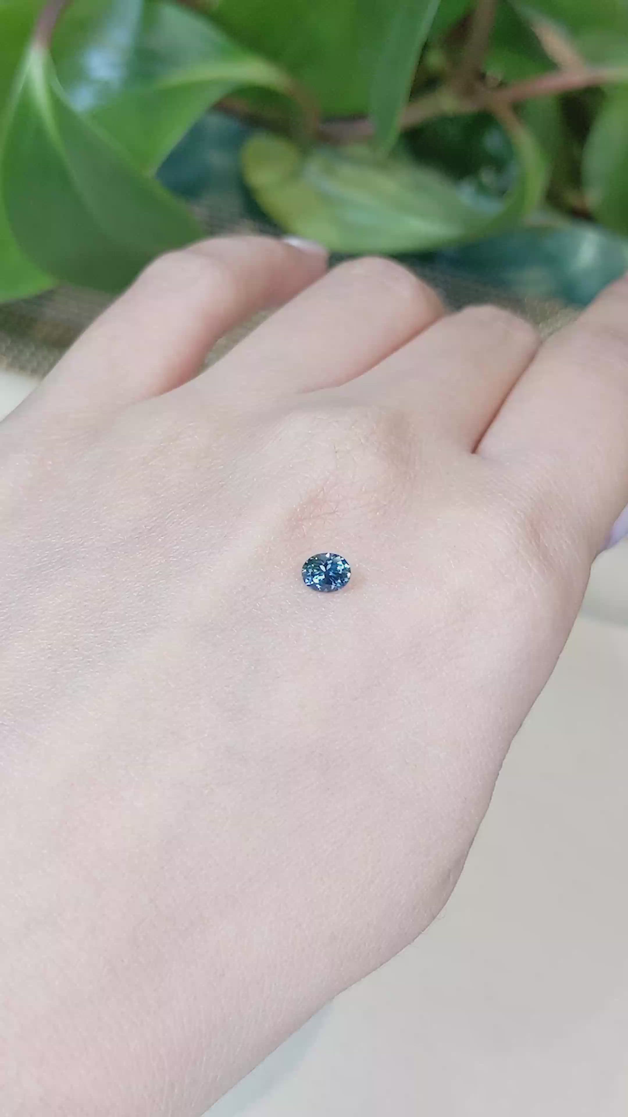 0.46 Ct. Greenish Blue Sapphire from Montana Size Video