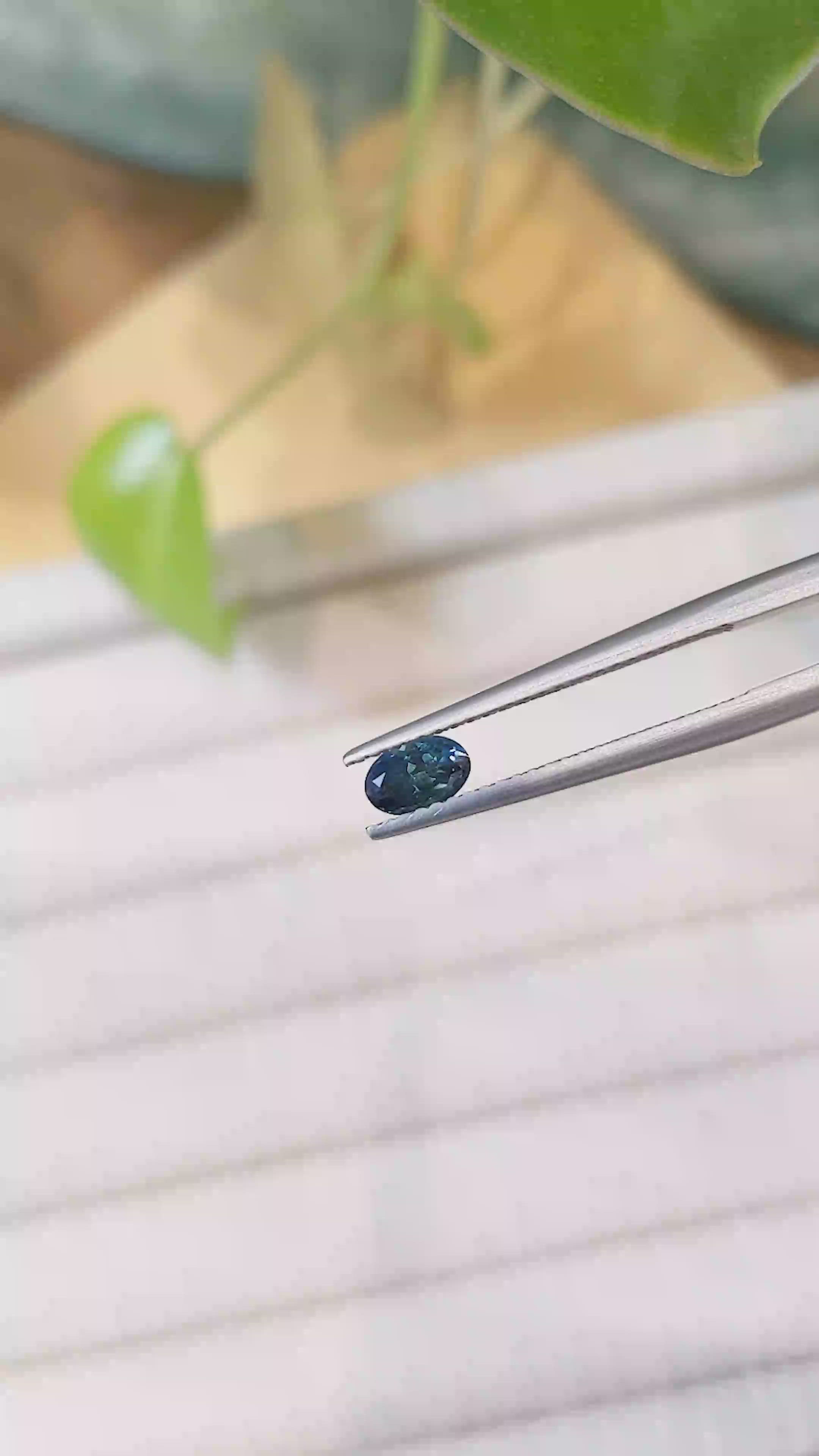 0.43 Ct. Bluish Green Sapphire from Montana Size Video