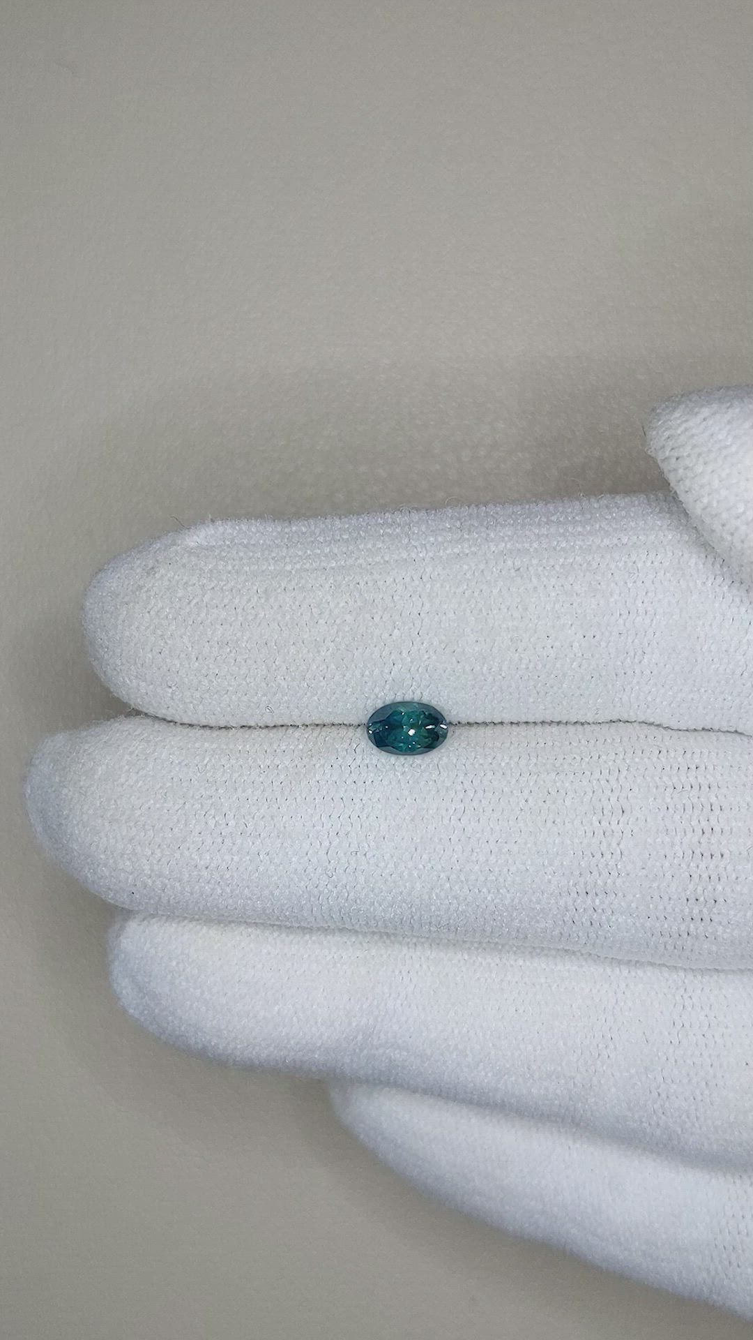 0.43 Ct. Bluish Green Sapphire from Montana Size Video