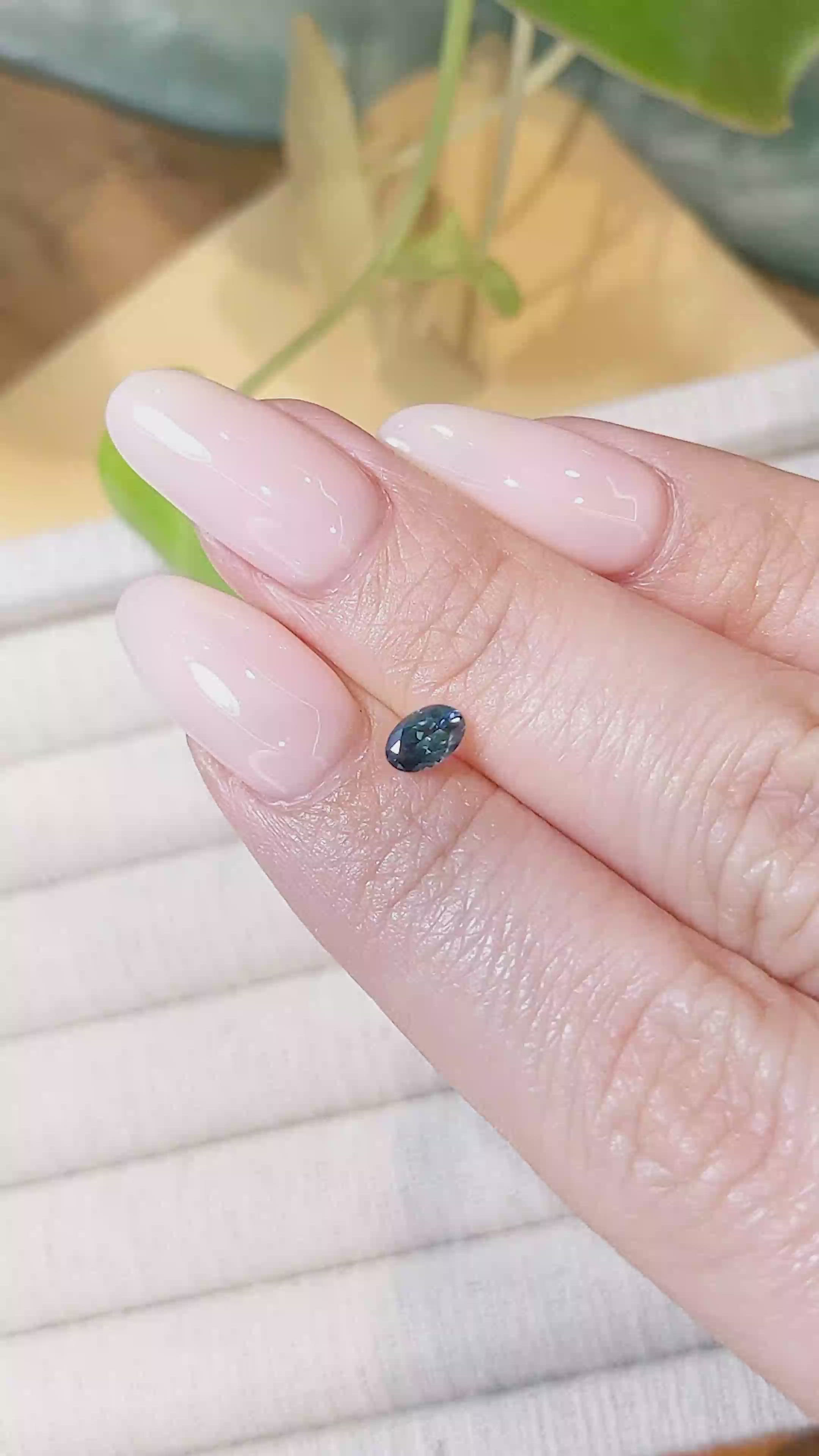 0.43 Ct. Bluish Green Sapphire from Montana Size Video