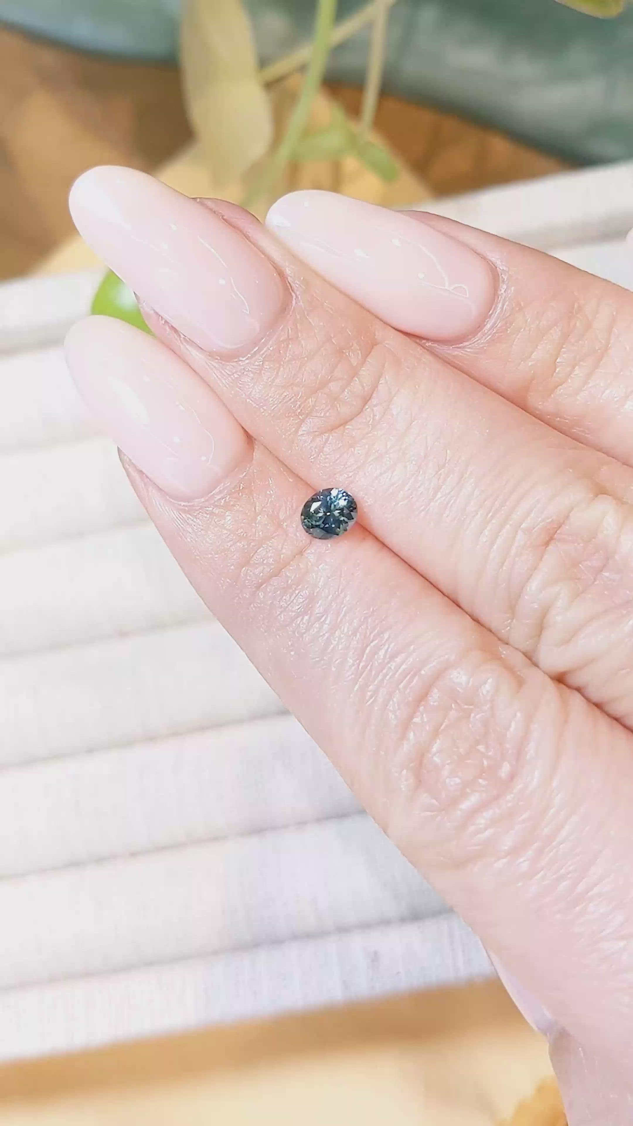 0.46 Ct. Greenish Blue Sapphire from Montana Size Video