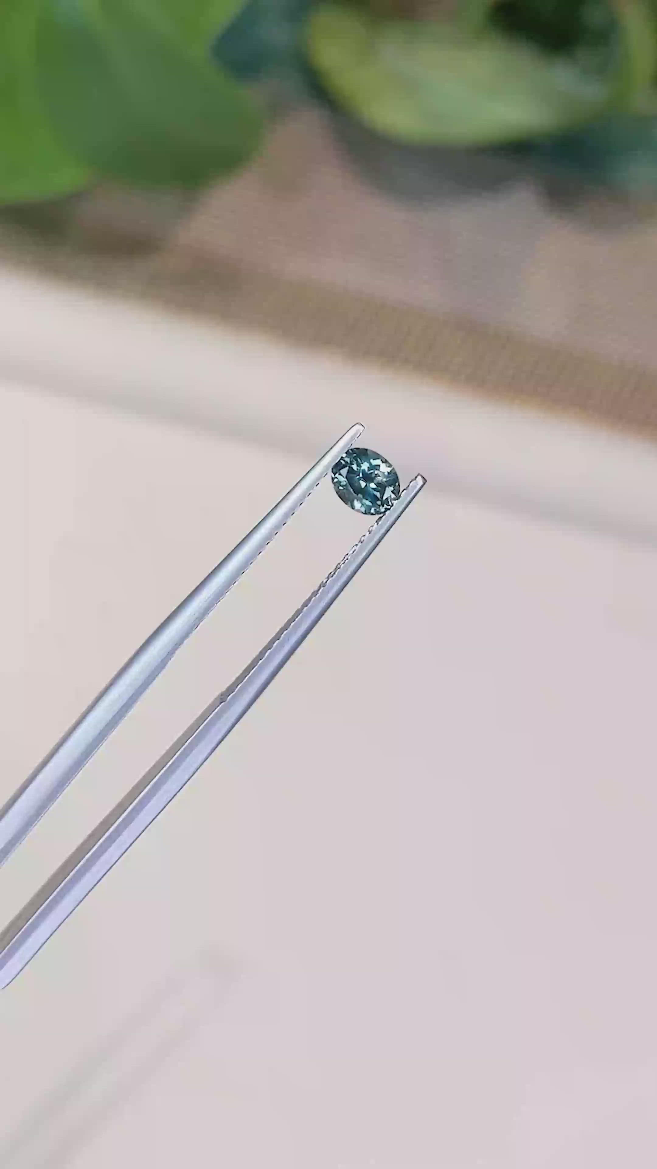 0.46 Ct. Bluish Green Sapphire from Montana Size Video