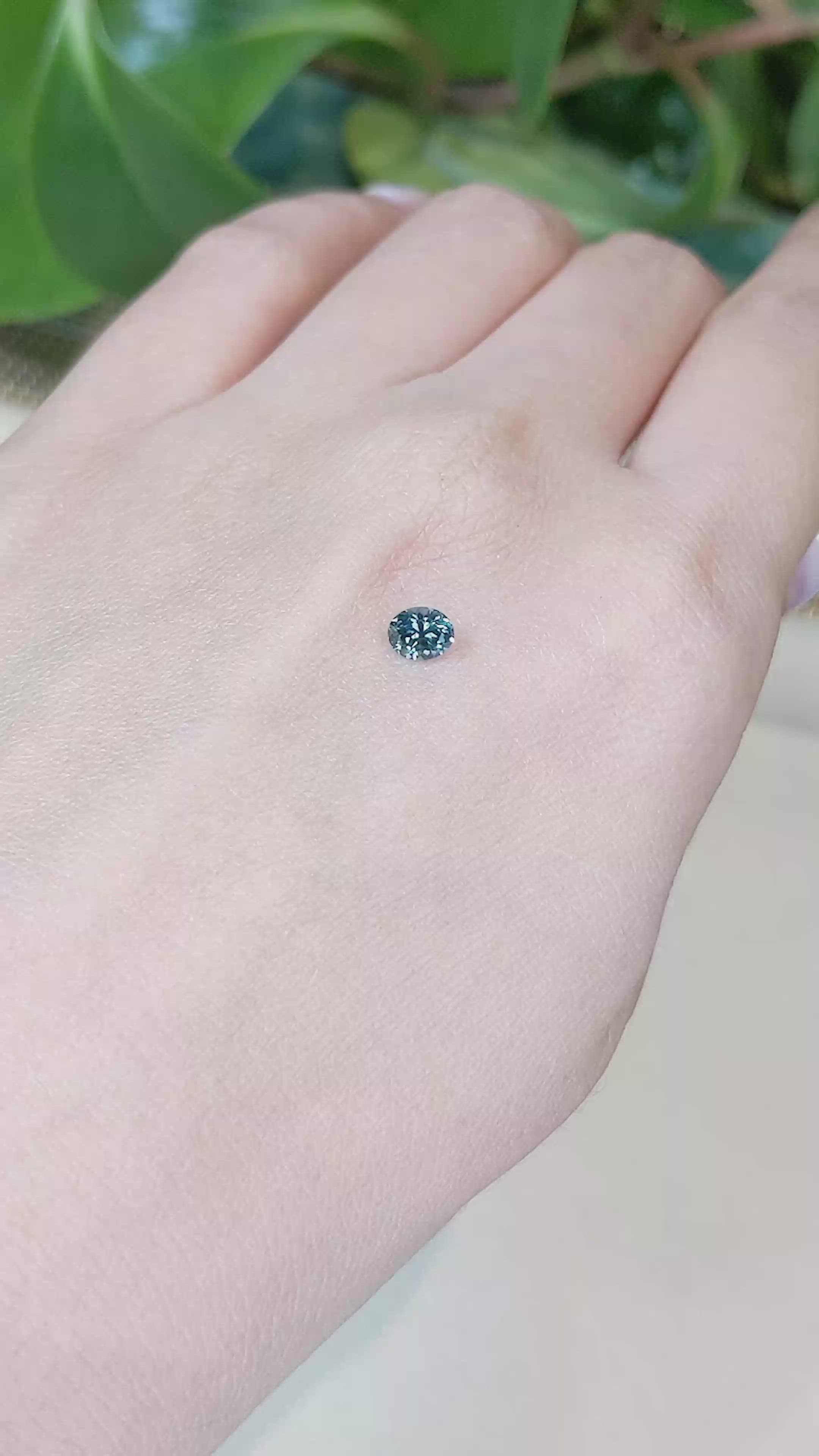 0.46 Ct. Bluish Green Sapphire from Montana Size Video