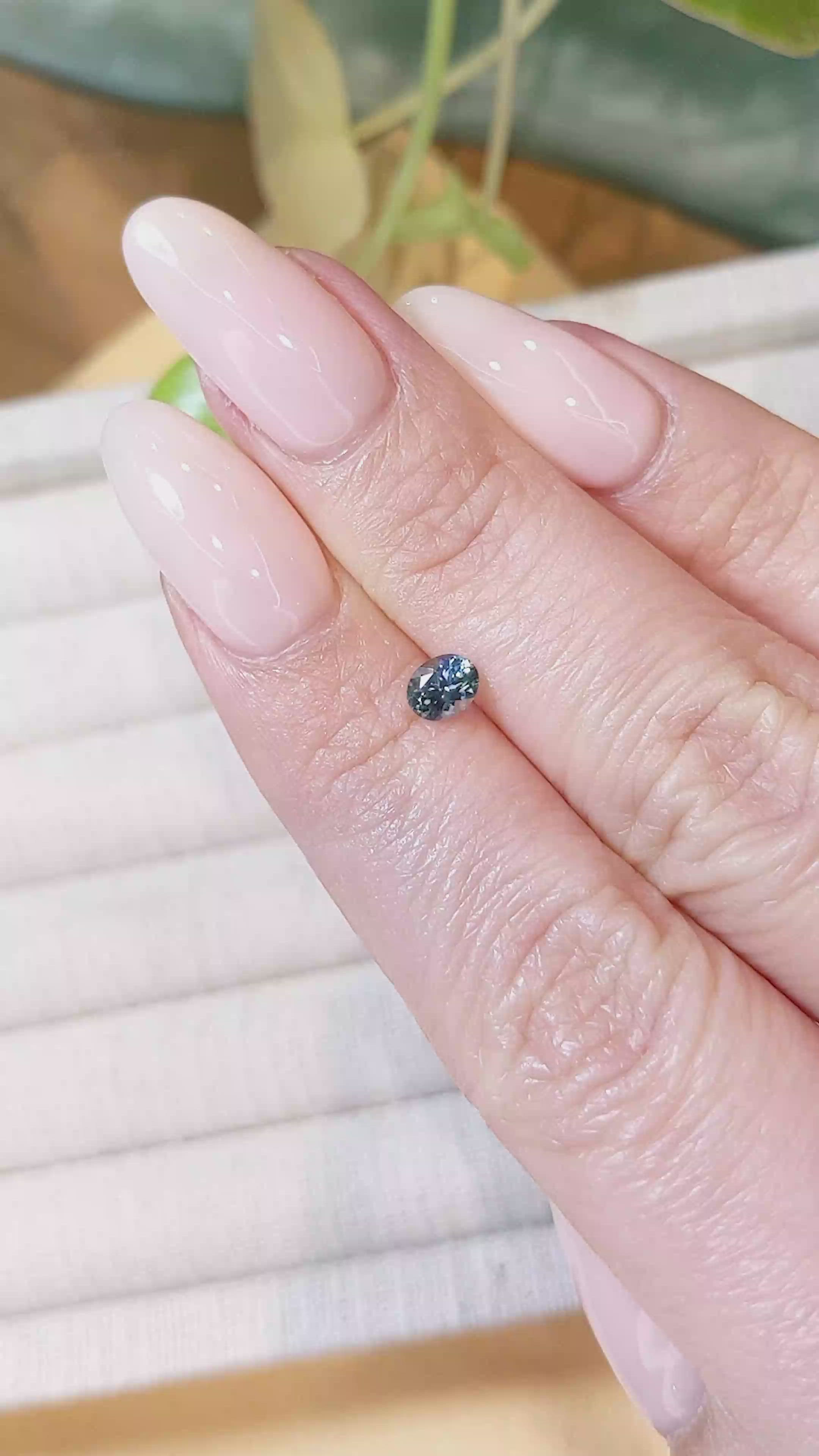 0.47 Ct. Greenish Blue Sapphire from Montana Size Video