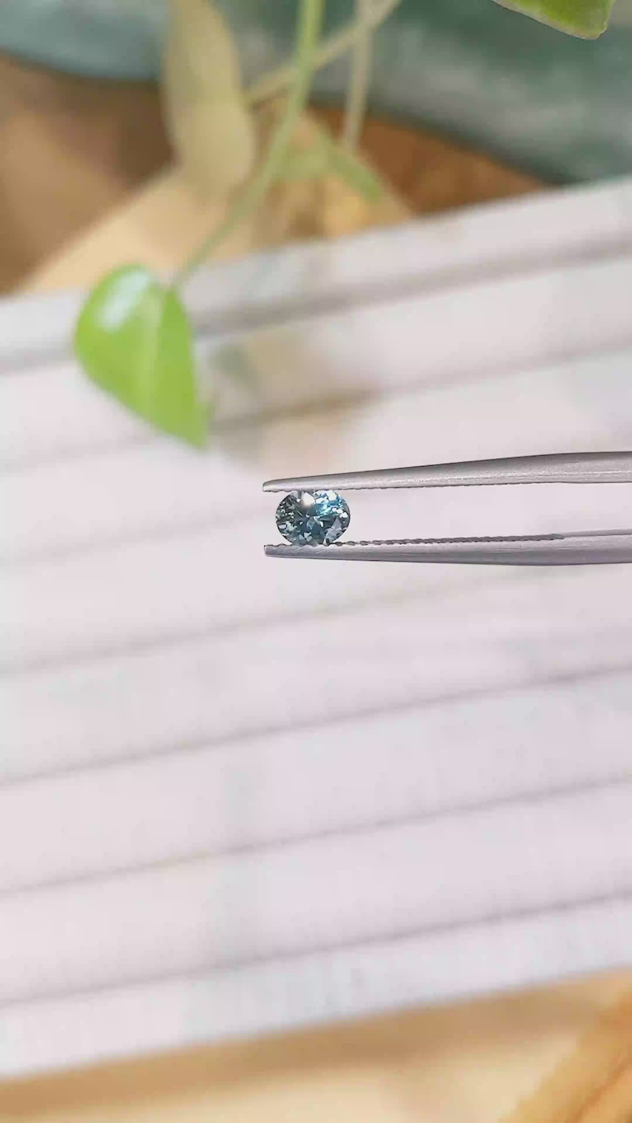 0.47 Ct. Greenish Blue Sapphire from Montana Size Video