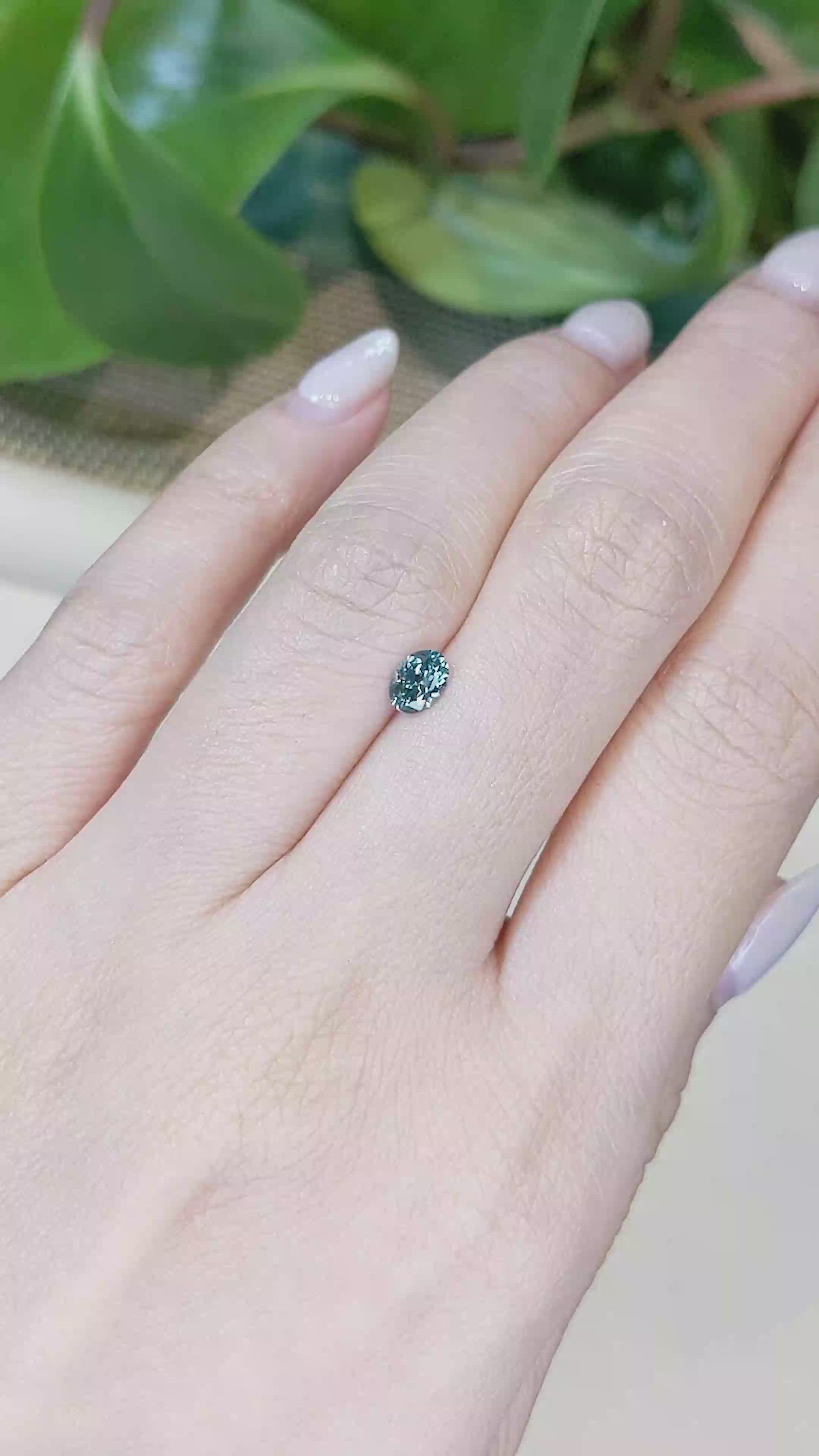 0.47 Ct. Bluish Green Sapphire from Montana Size Video