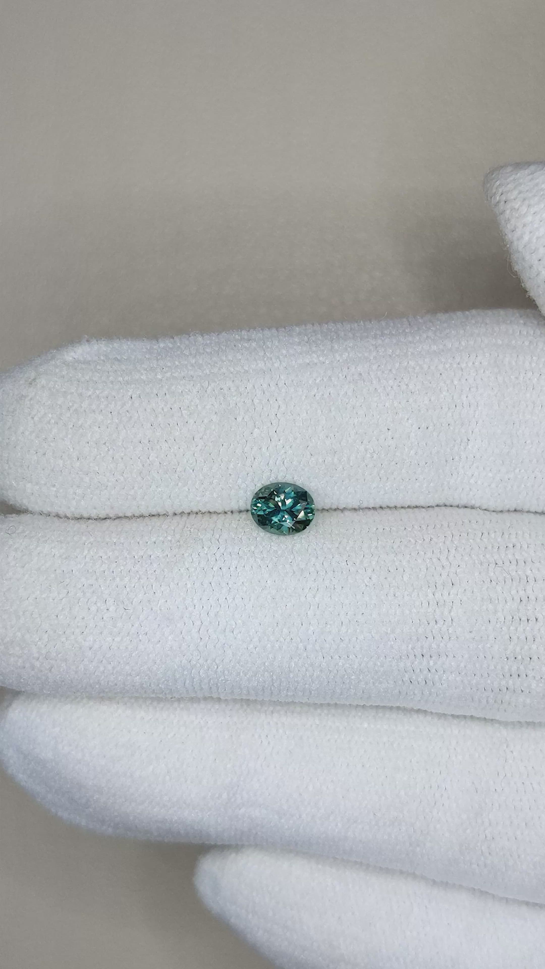0.46 Ct. Bluish Green Sapphire from Montana Size Video