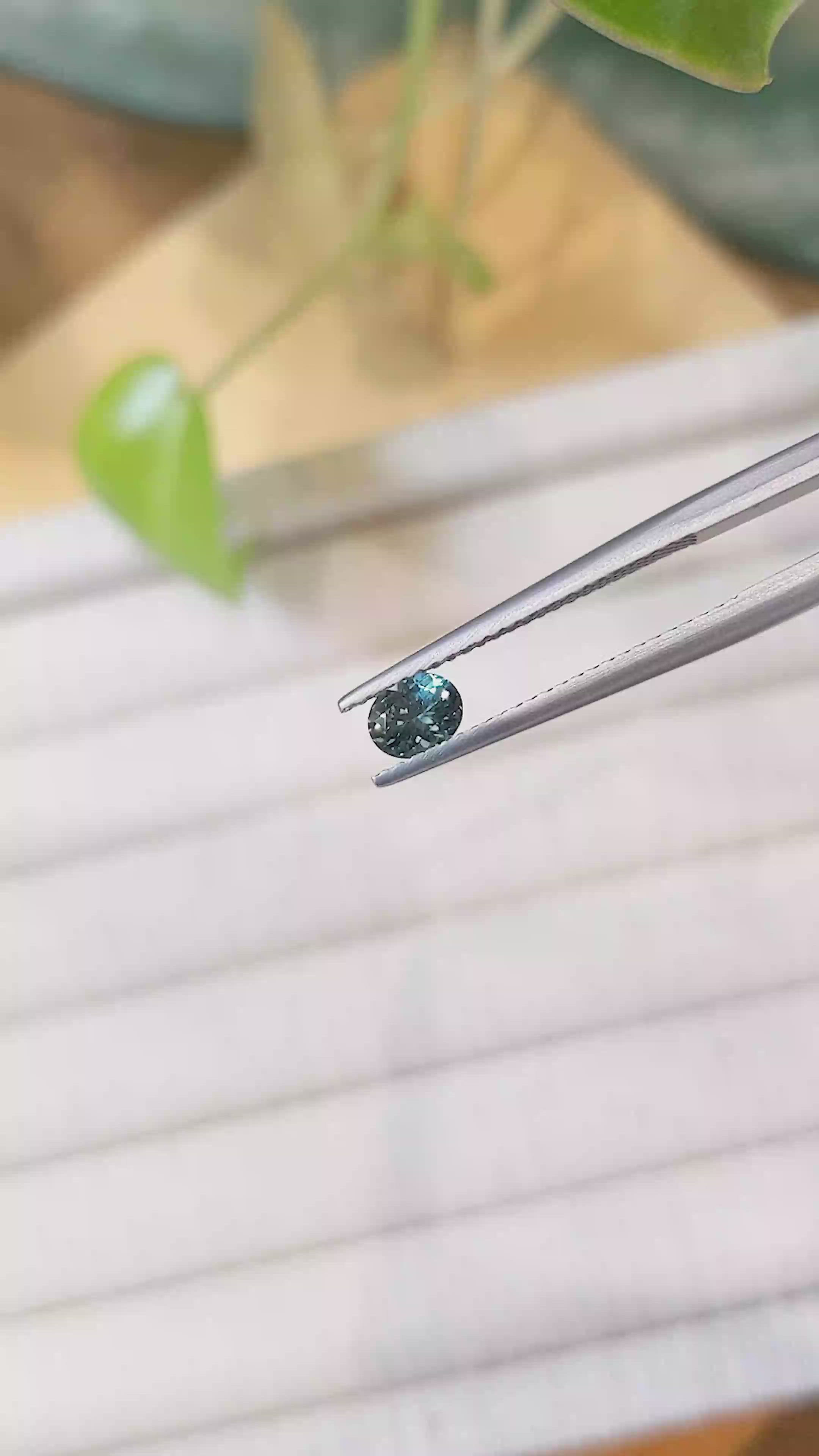 0.46 Ct. Bluish Green Sapphire from Montana Size Video
