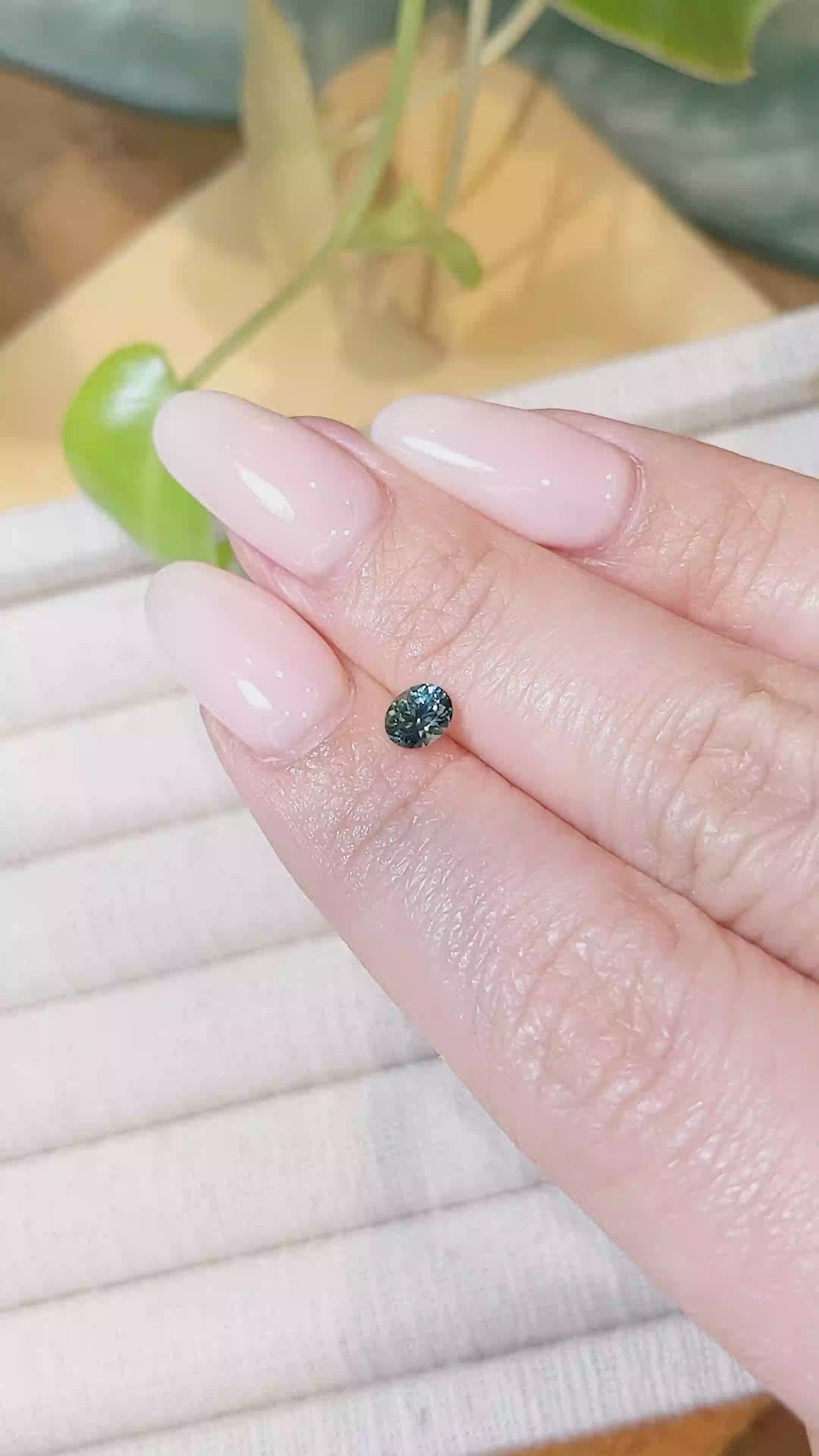 0.46 Ct. Bluish Green Sapphire from Montana Size Video