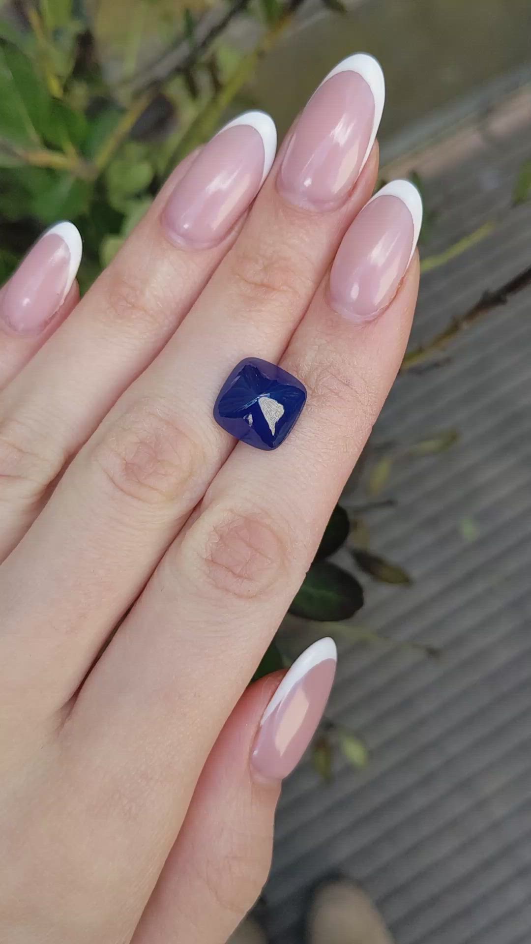 9.21 Ct. Blue Cabochon Sapphire from Ceylon (Sri Lanka) Size Video