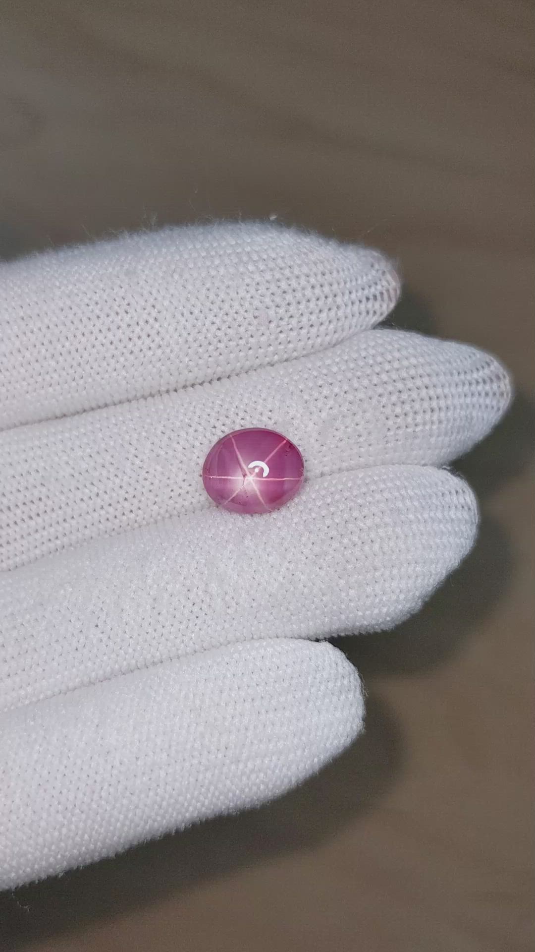 5.64 Ct. Pink Star Sapphire from Ceylon (Sri Lanka) Size Video