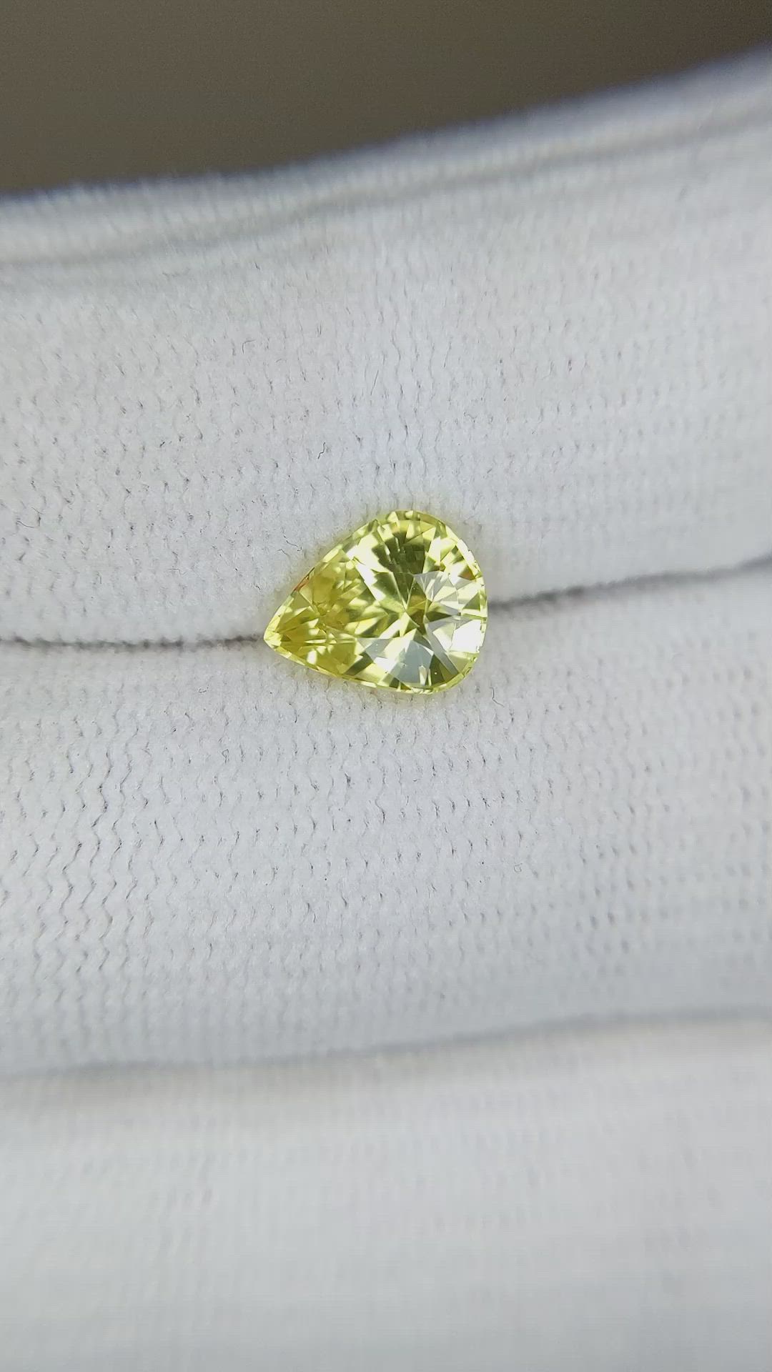 2.13 Ct. Greenish Yellow Sapphire from Ceylon (Sri Lanka) Size Video