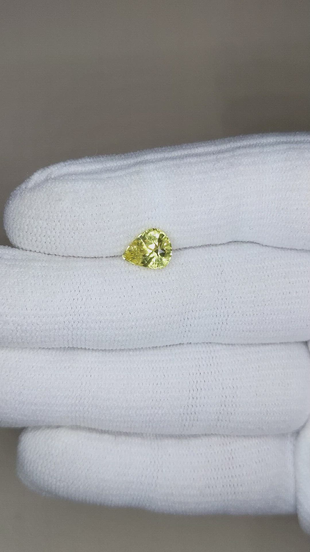 2.13 Ct. Greenish Yellow Sapphire from Ceylon (Sri Lanka) Size Video