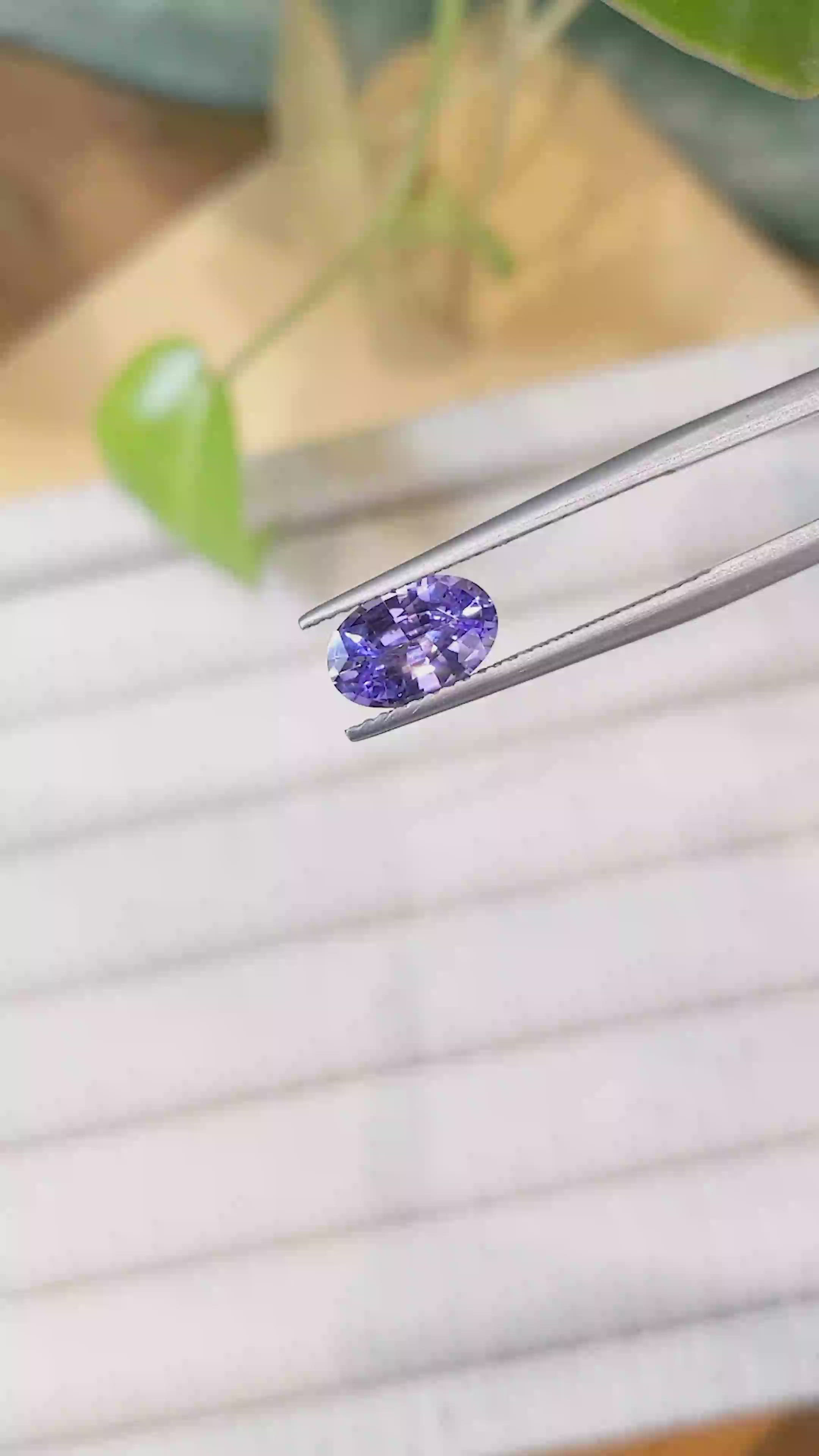 1.67 Ct. Violet Sapphire from Ceylon (Sri Lanka) Size Video