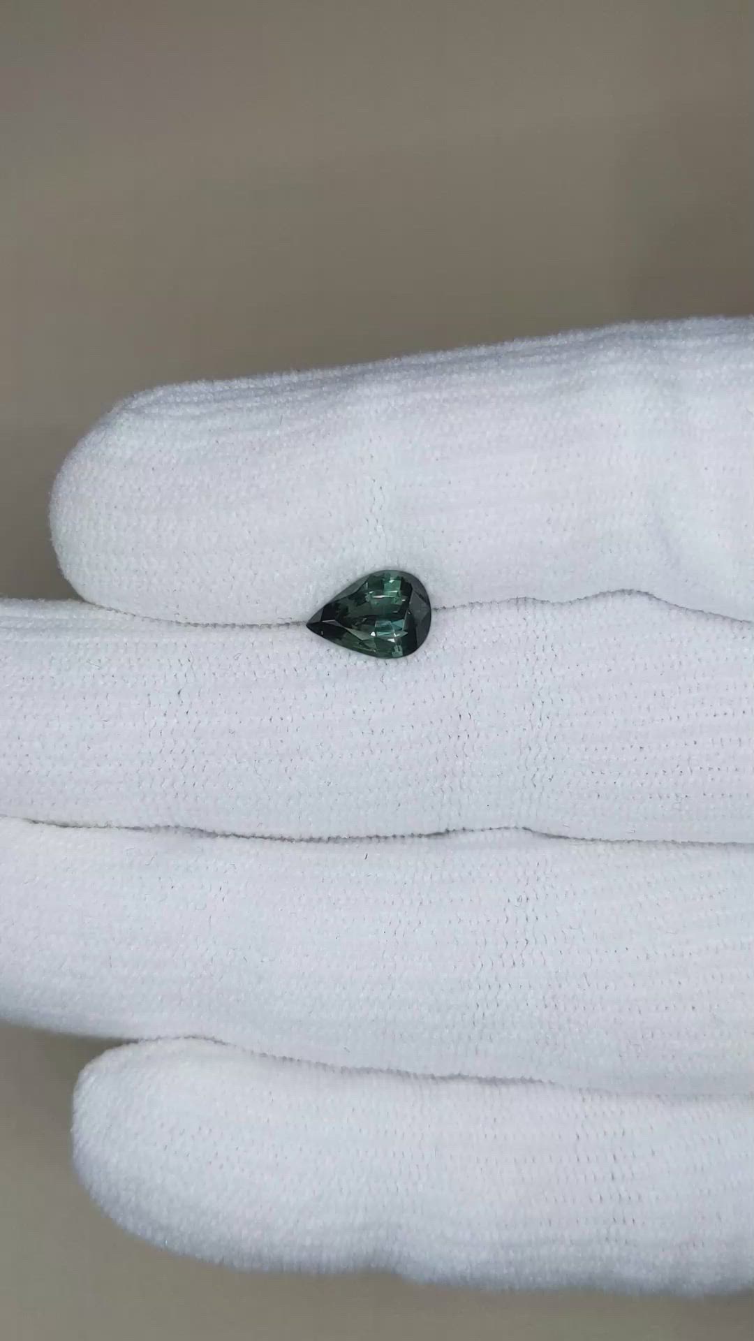 1.60 Ct. Bluish Green Sapphire from Madagascar Size Video