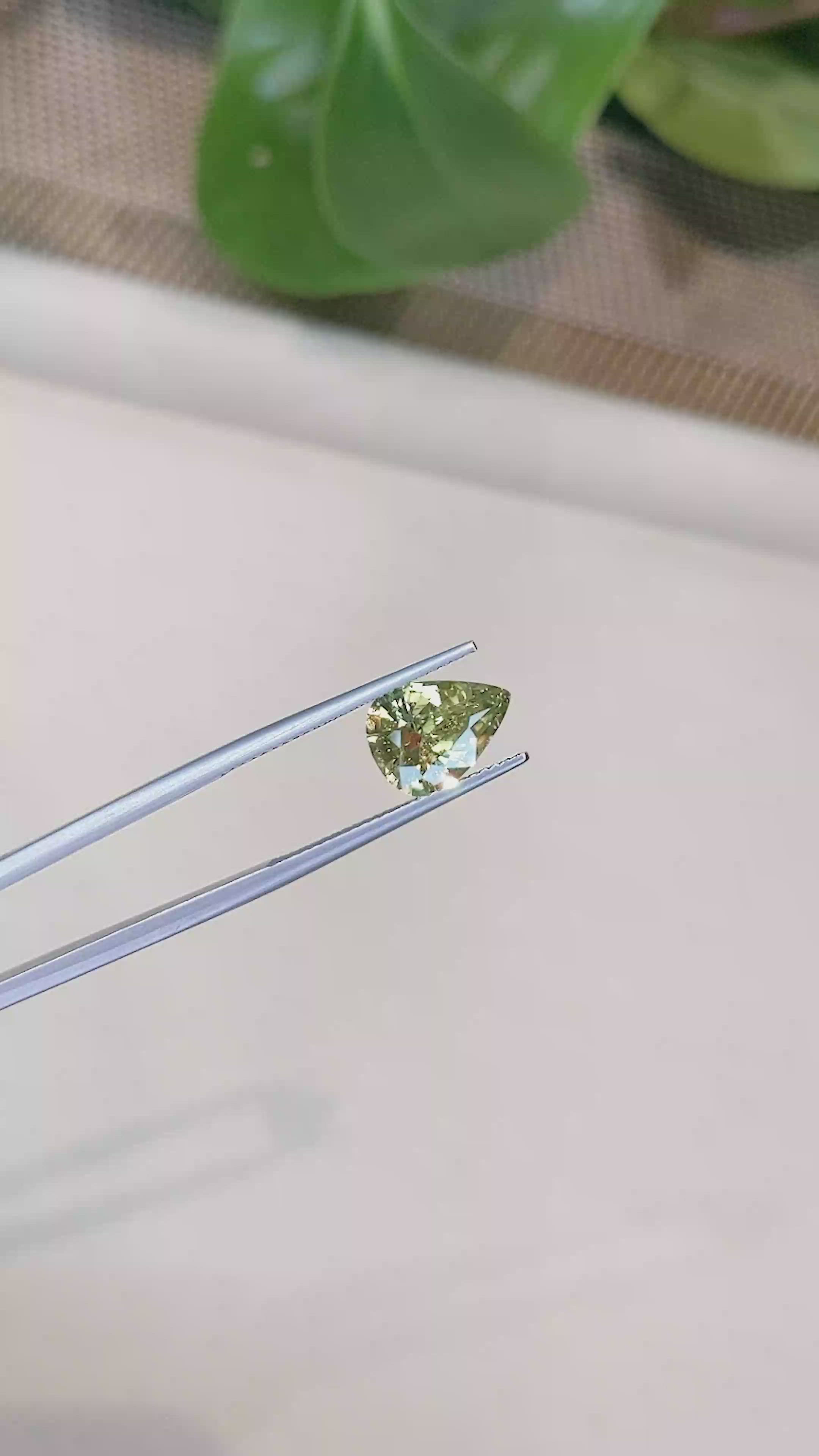 2.78 Ct. Yellowish Green Sapphire from Madagascar Size Video