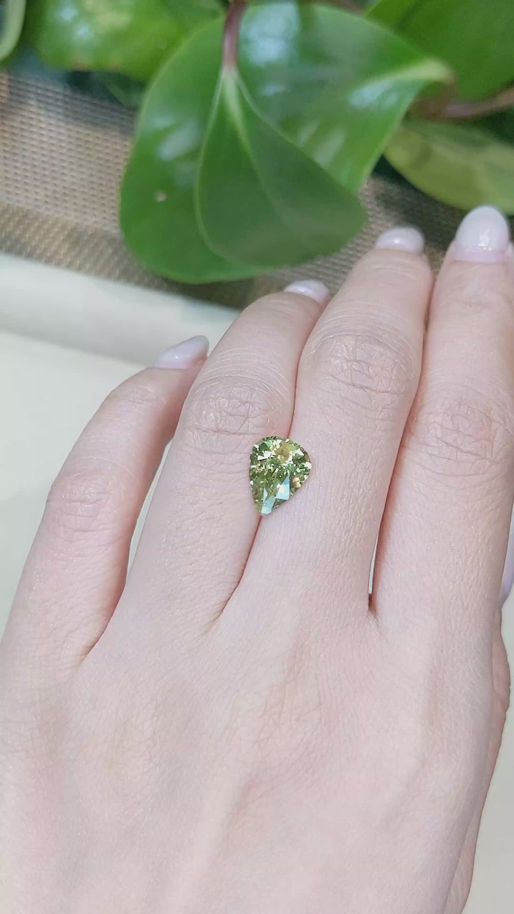 2.78 Ct. Yellowish Green Sapphire from Madagascar Size Video