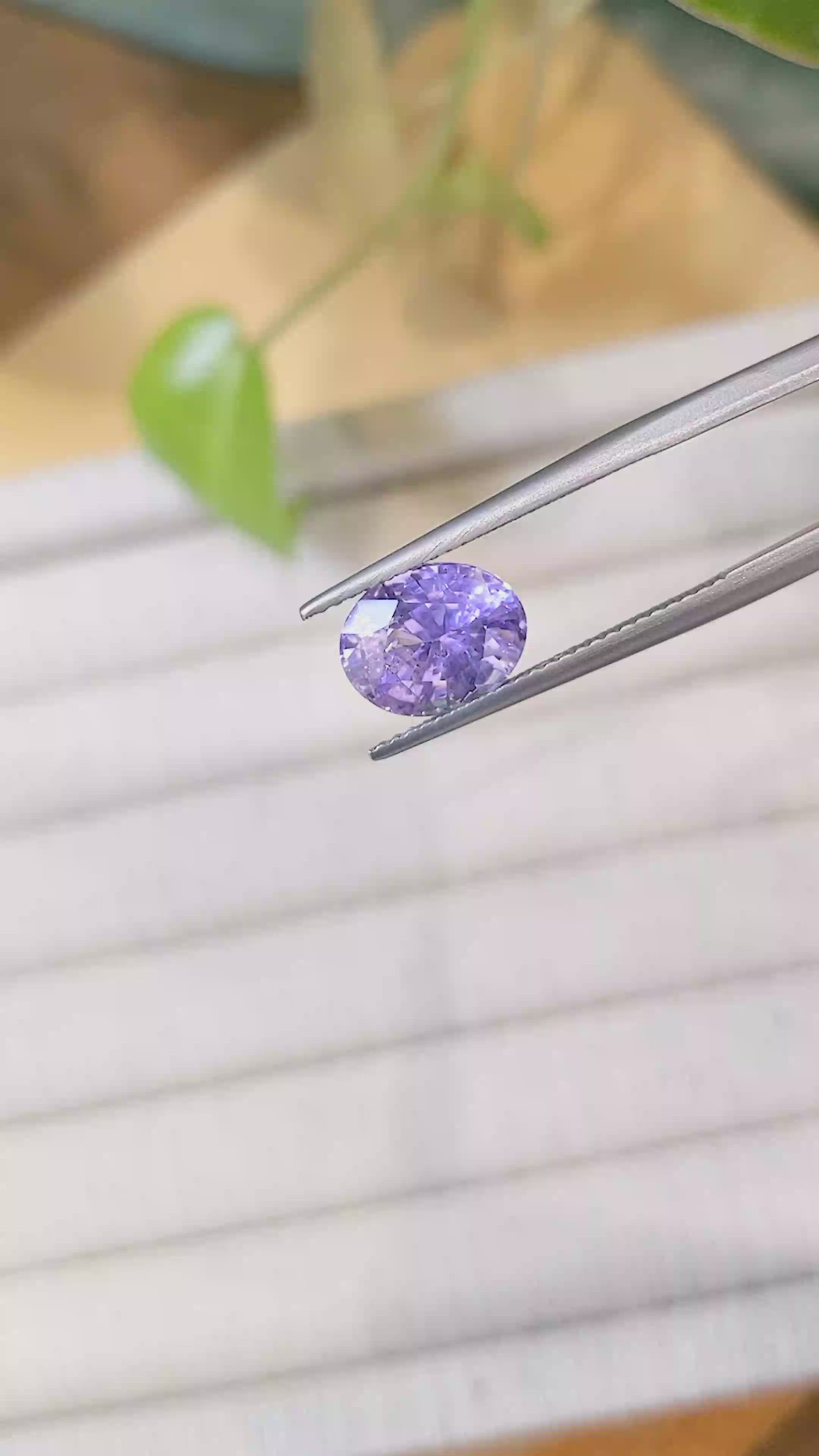 3.31 Ct. Violet Sapphire from Ceylon (Sri Lanka) Size Video