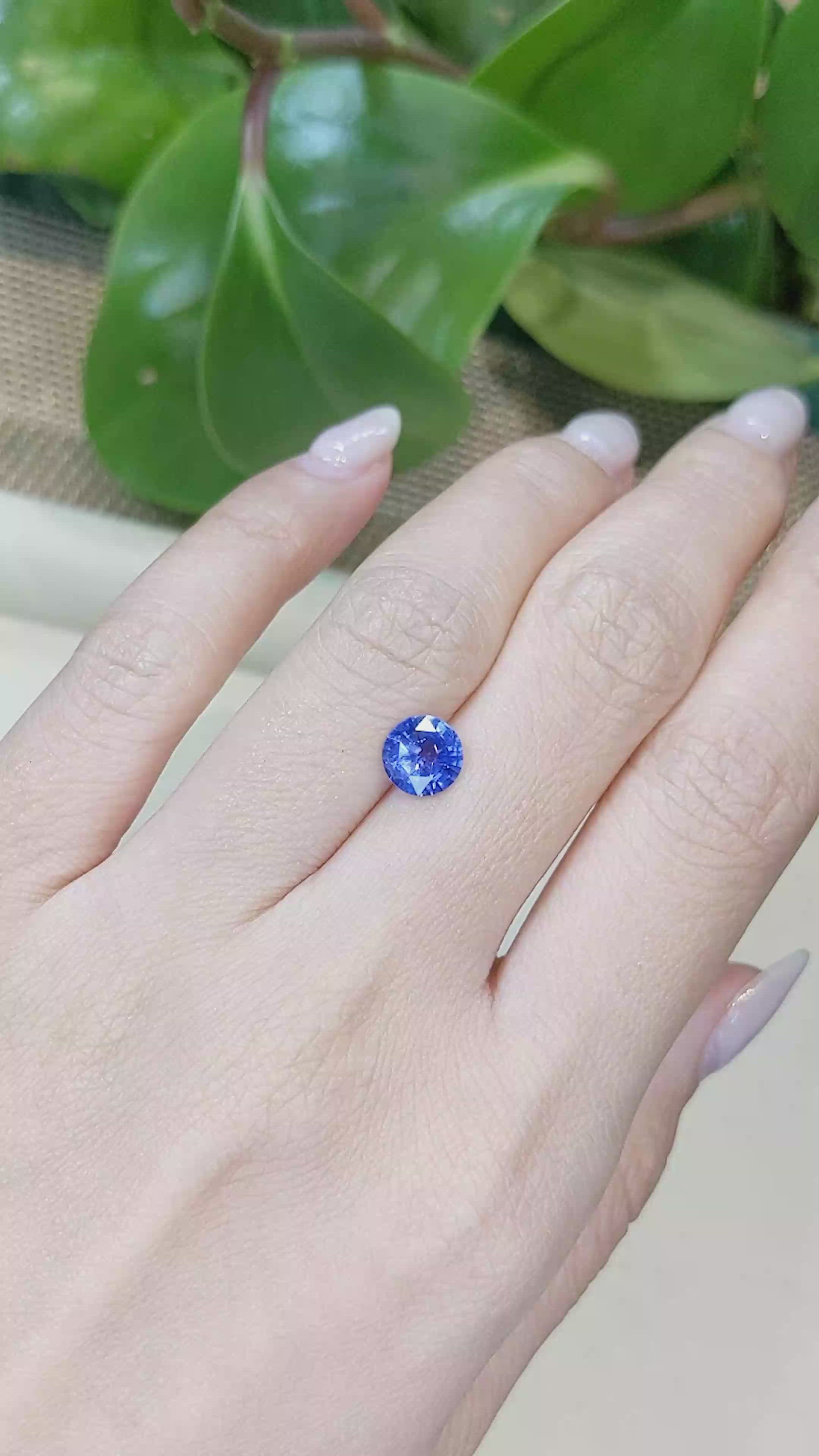1.55 Ct. Blue Sapphire from Ceylon (Sri Lanka) Size Video